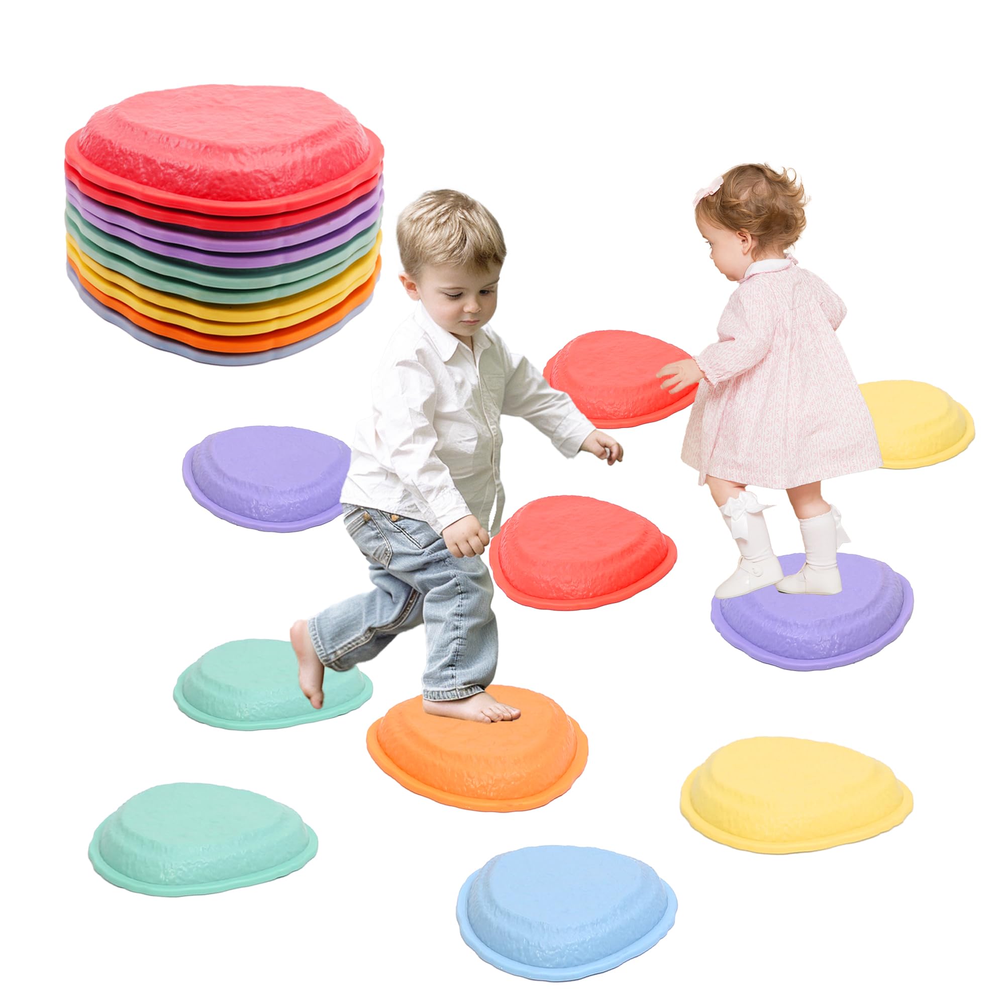 LoomLark Balance Stepping Stones for Kids 5pcs Non-Slip River Stones Obstacle Course Play Indoor and Outdoor Coordination Game Sensory Toys Toddler Ages 3 4 5 6 7 8+