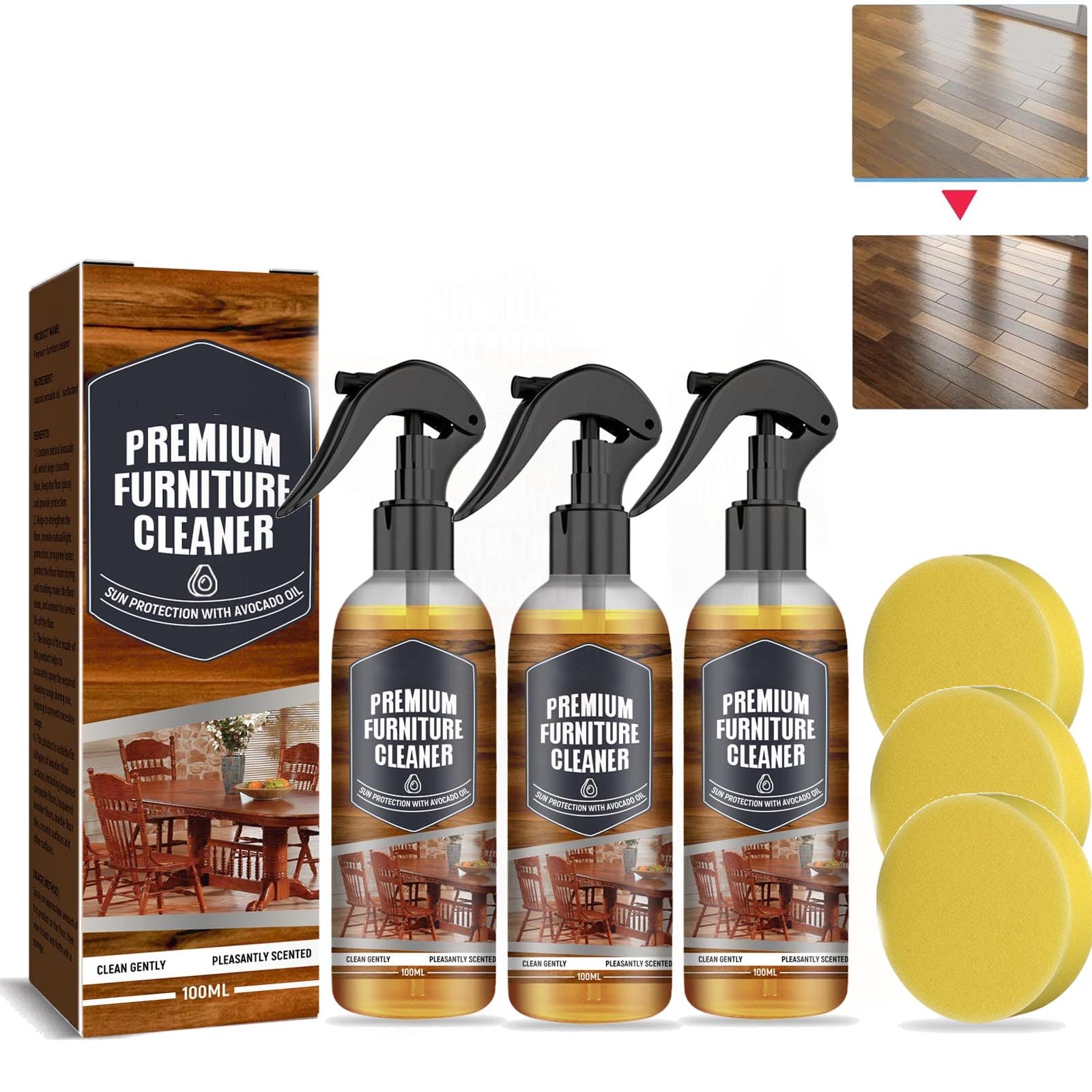 Potente limpiador de suelos para descontaminación, limpiador de suelos, potente limpiador de suelos, limpiador multiusos, pulido de suelos de madera, limpiador blanqueador de azulejos (3PC)