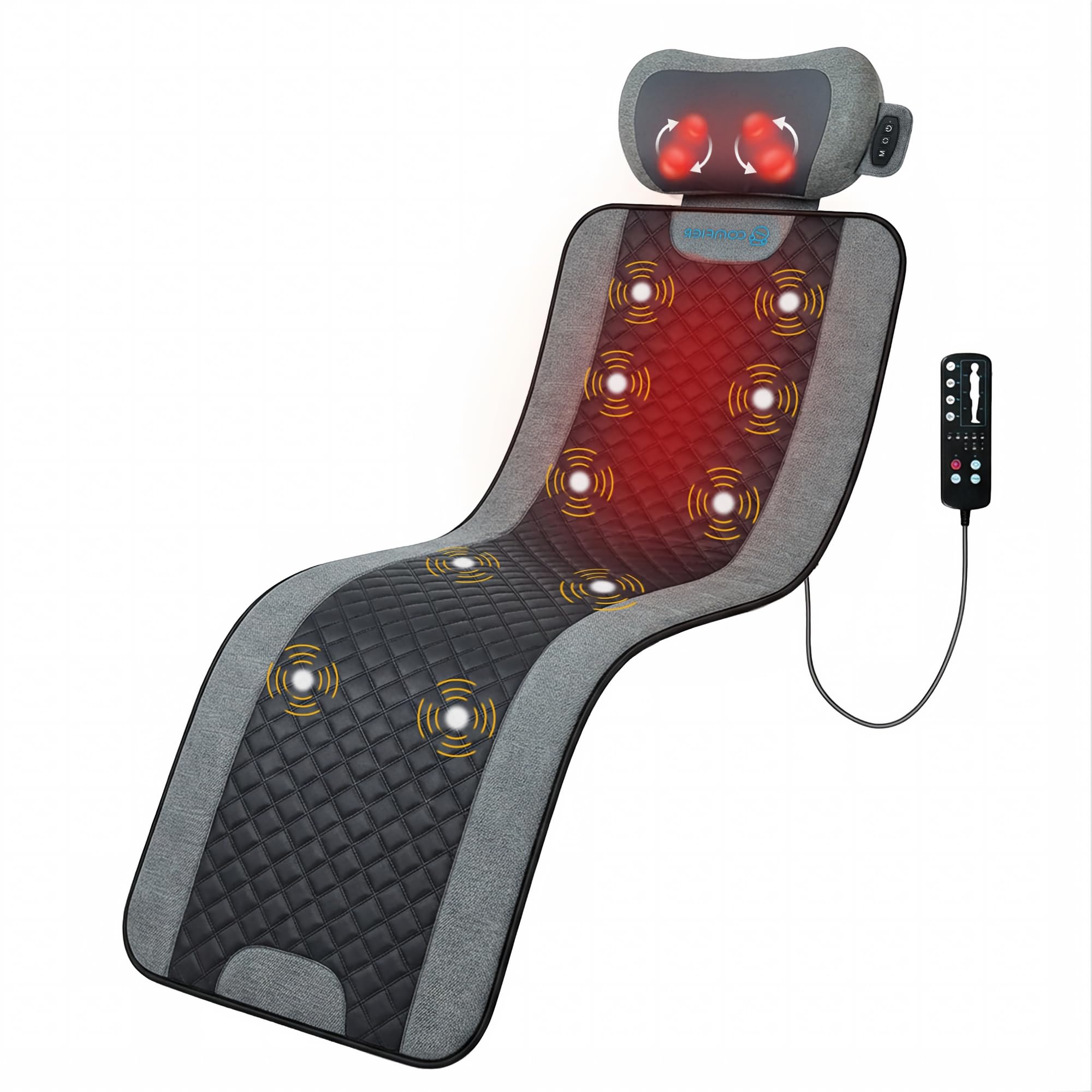 COMFIER Elektrische Massagematte mit Shiatsu-Nackenmassagegerät | 10 Motoren, 5 Programme & 2 Wärmestufen für Ganzkörpermassage, faltbar für Sofa, Büro und Zuhause, Geschenk | 10 Motoren, 5 Programme & 2 Wärmestufen für Ganzkörpermassage, faltbar für Sofa