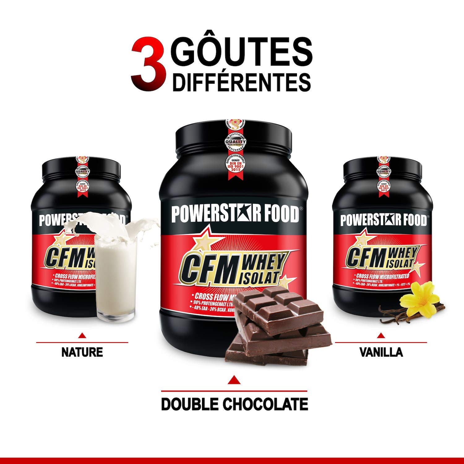 100% CFM WHEY ISOLAT - Isolats de saule protéique de lactosérum avec 98% de i.Tr. Teneur en protéines - Qualité supérieure - Microfiltré à flux croisé - Fabriqué en Allemagne - 1000g (Vanilla)