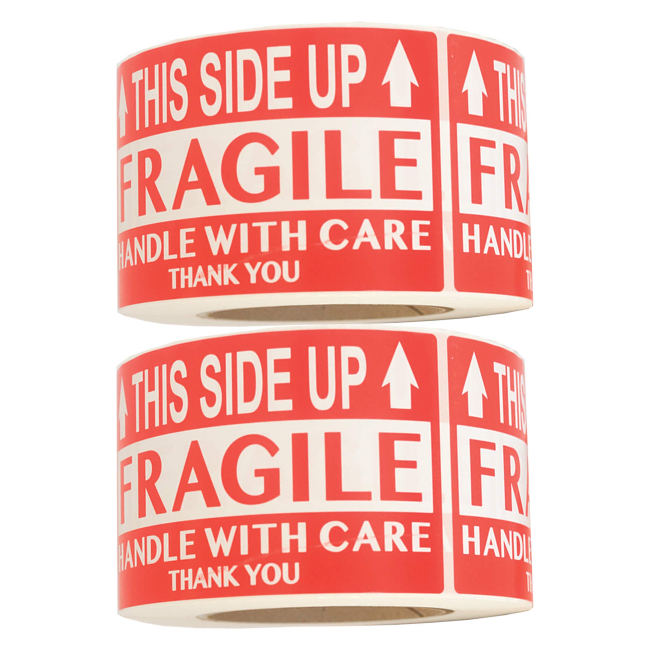 Labels, Fragile "This Side UP" Handle with Care "Thank You" Bright Red Warning Shipping Stickers (3" x 5") (2)