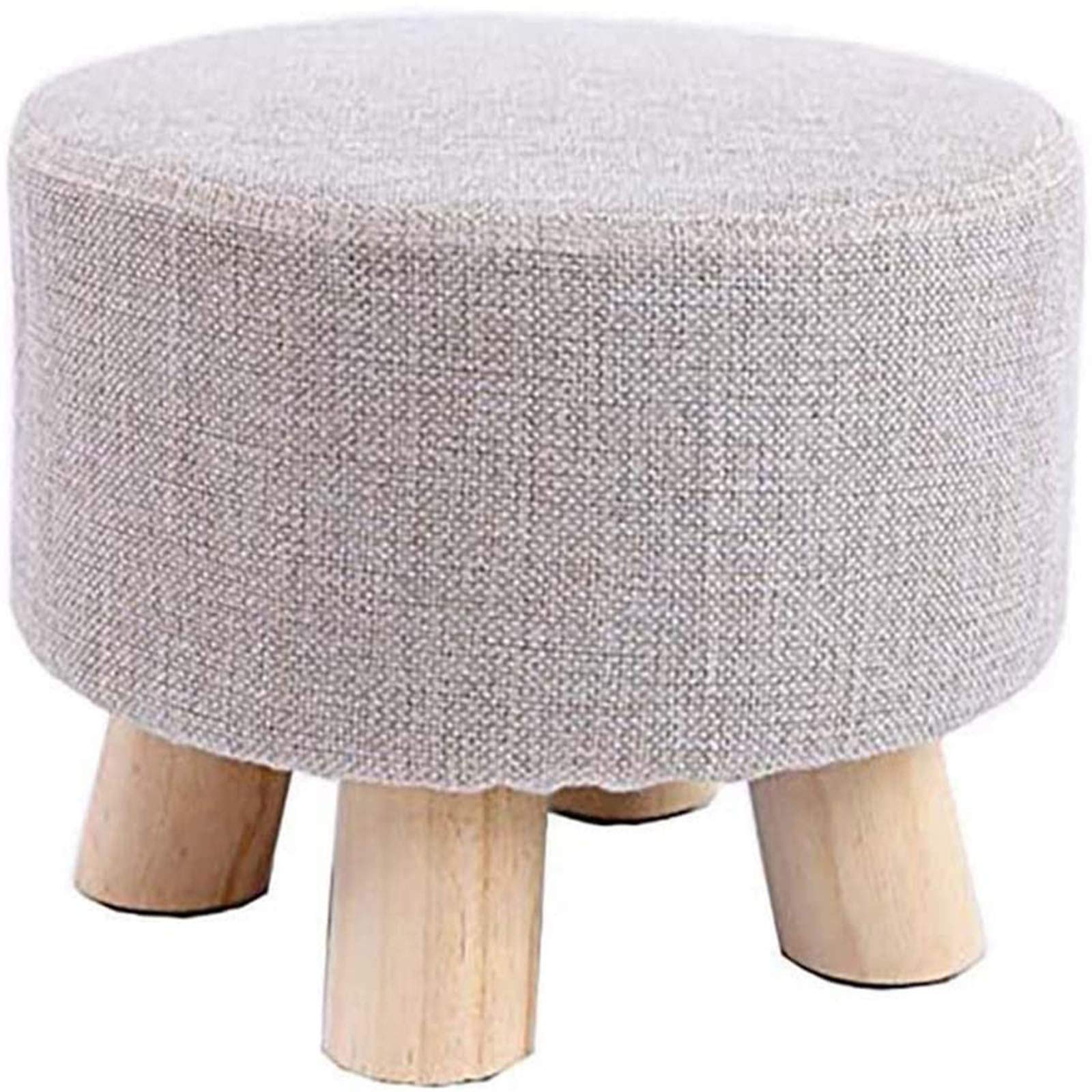 Pouf tabouret repose-pieds rond en lin haut de gamme avec pieds