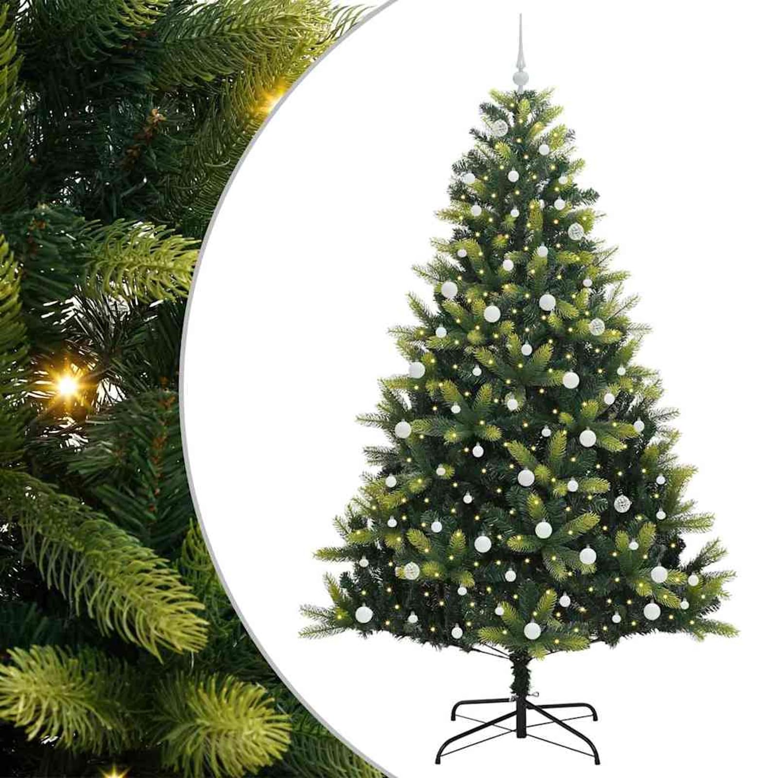Gecheer Albero di Natale LED 240 cm, Artificiale con Rami in PVC e PE, Illuminazione Calda, Decorazione Elegante per Soggiorno e Giardino