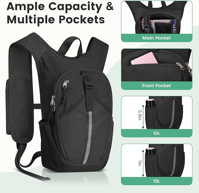 Mochila Pequeña de Senderismo 15L - Plegable Ligera para Viajes Camping miniatura 3