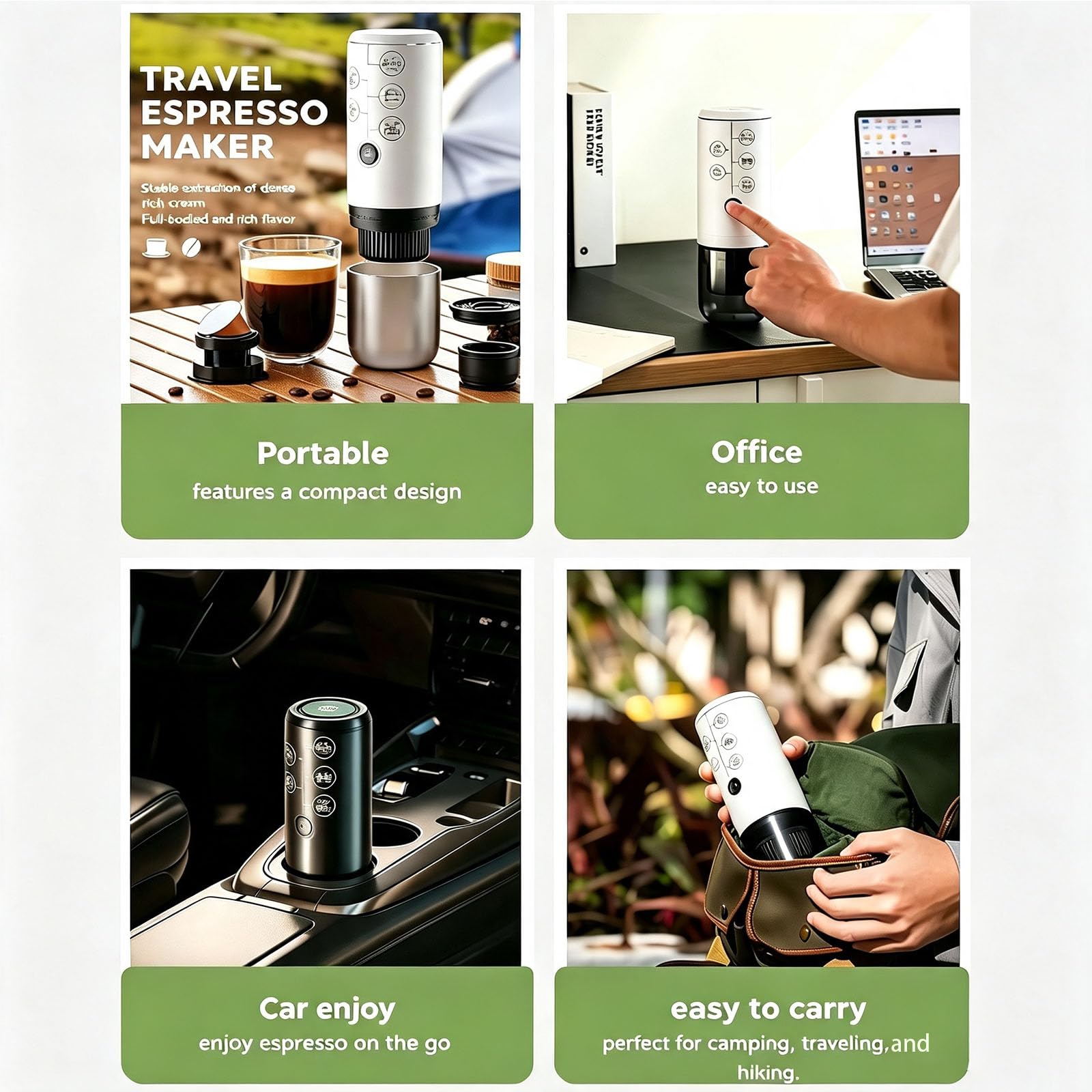 Cafetera espresso portátil 3 en 1 sin función de calefacción, cafetera eléctrica de carga tipo C, mini cafetera de 17 bares para N ESPRESSO/DolceGustoPods y café molido sobre la marcha
