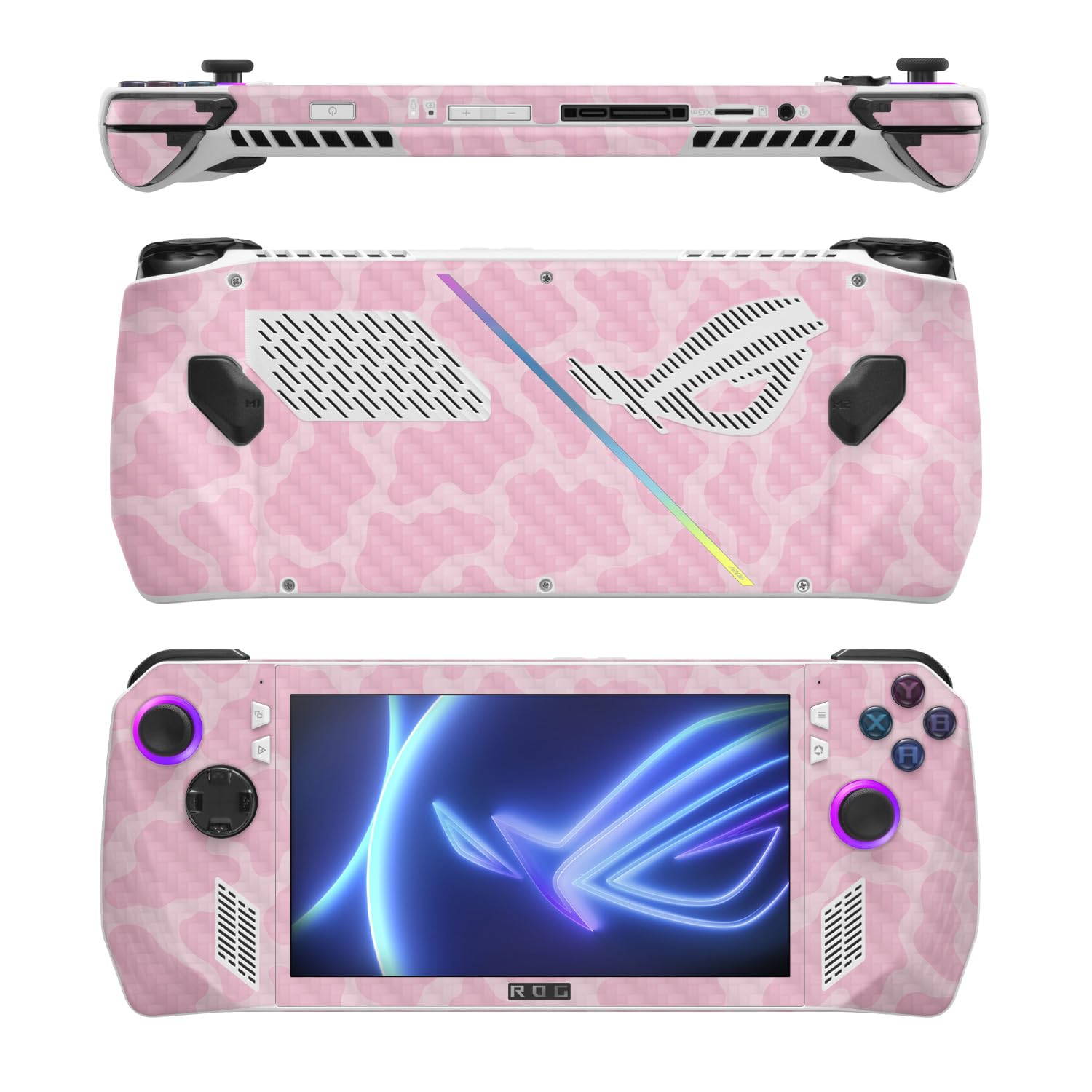 MightySkins Carbon Fiber Skin Compatible with Asus ROG Ally - Pink Giraffe | Protective, Durable Textured Carbon Fiber Finish | Easy to Apply