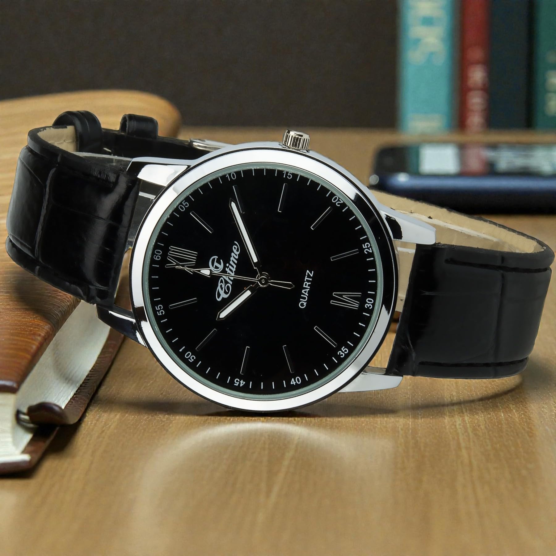 Coffret cadeau Montre Homme Noir - Lampe LED - Portefeuille - stylo