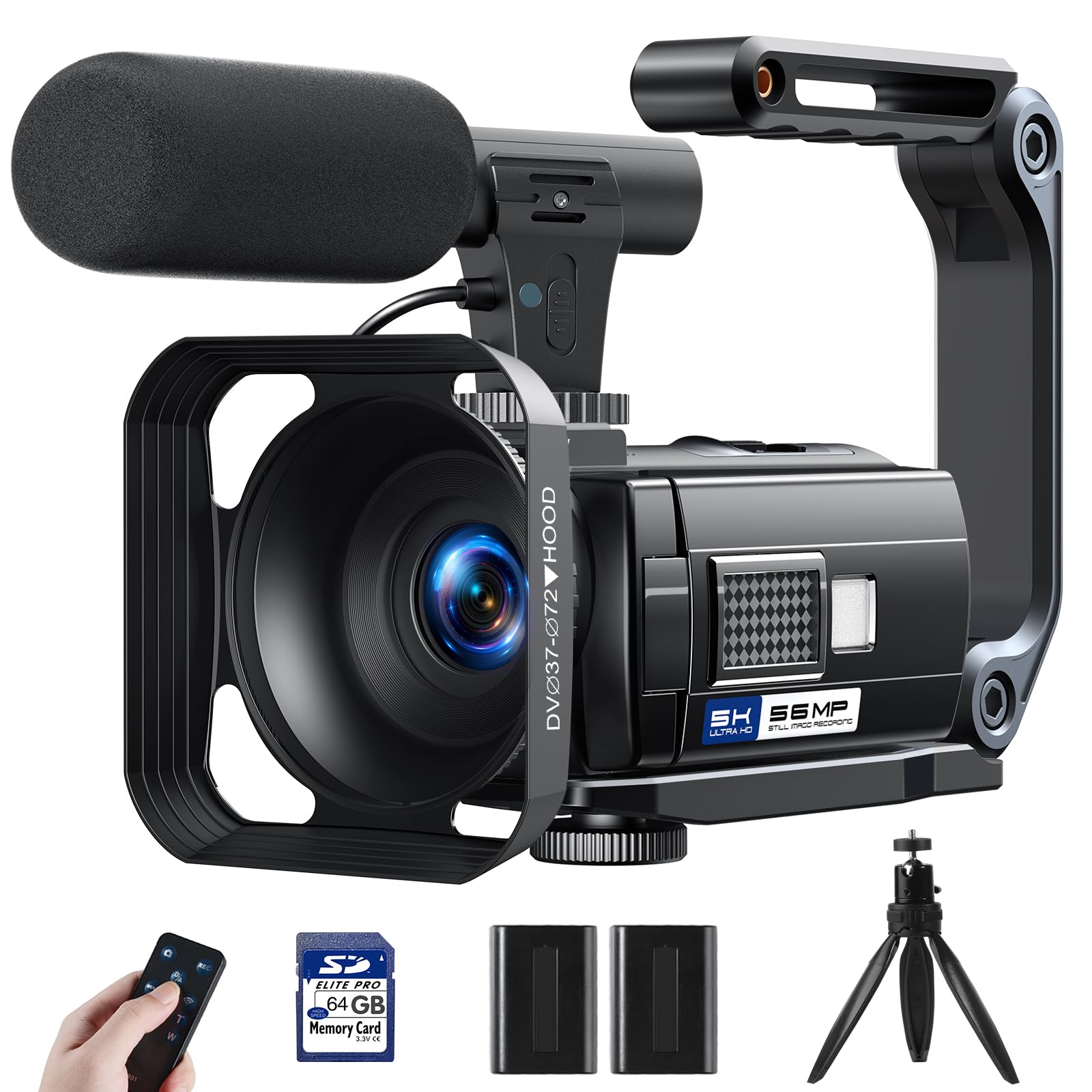 Camcorder Video Camera, 5K Cam Corder with Night Vision, WiFi 3” 270° Rotatable Touchscreen 56MP YouTube Vlogging Camera Recorder with 64GB SD Card,