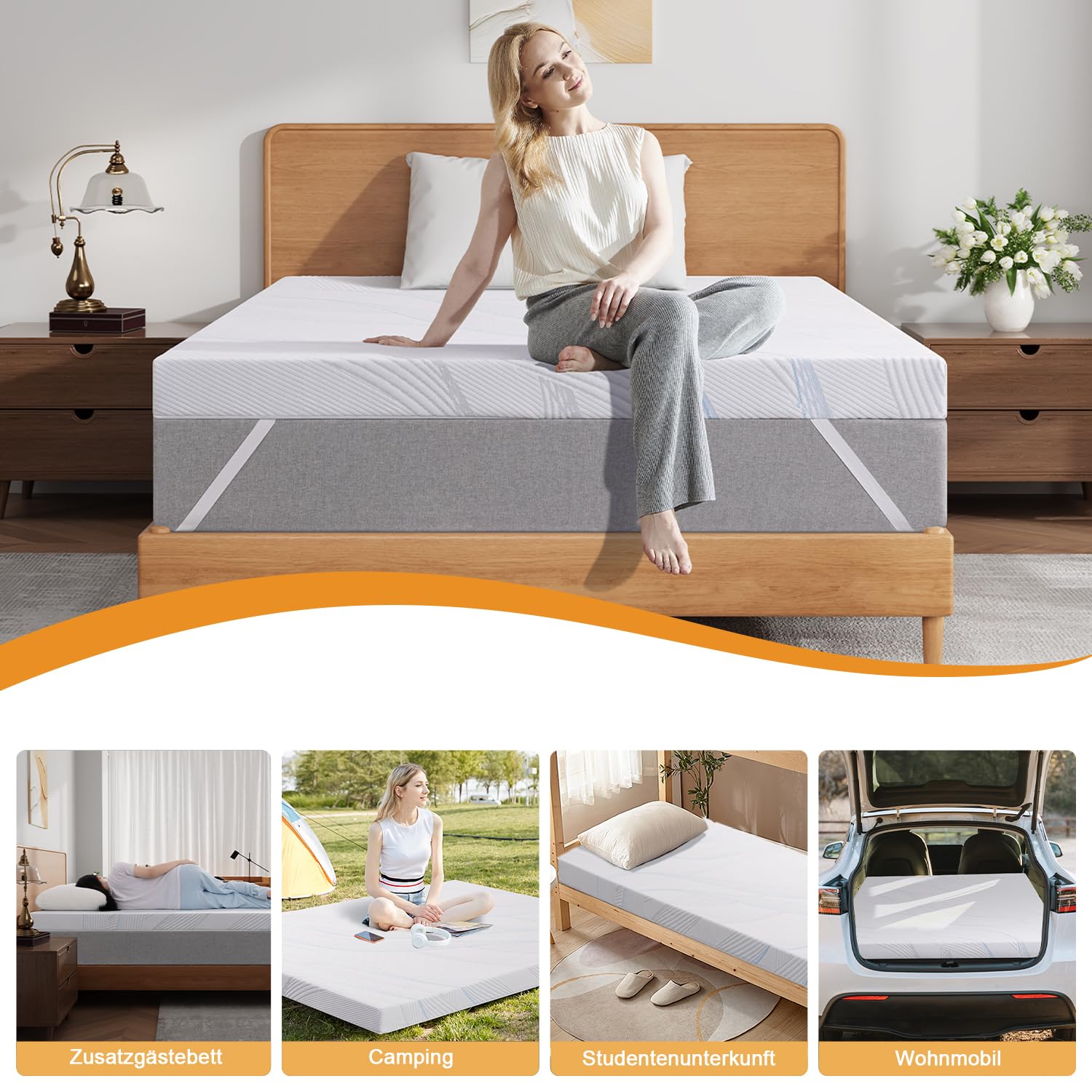 Tope de colchón de 140 x 200 cm, colchón de alta calidad, 140 x 200 cm, con suave espuma viscoelástica de gel y capa de apoyo, transpirable y lavable