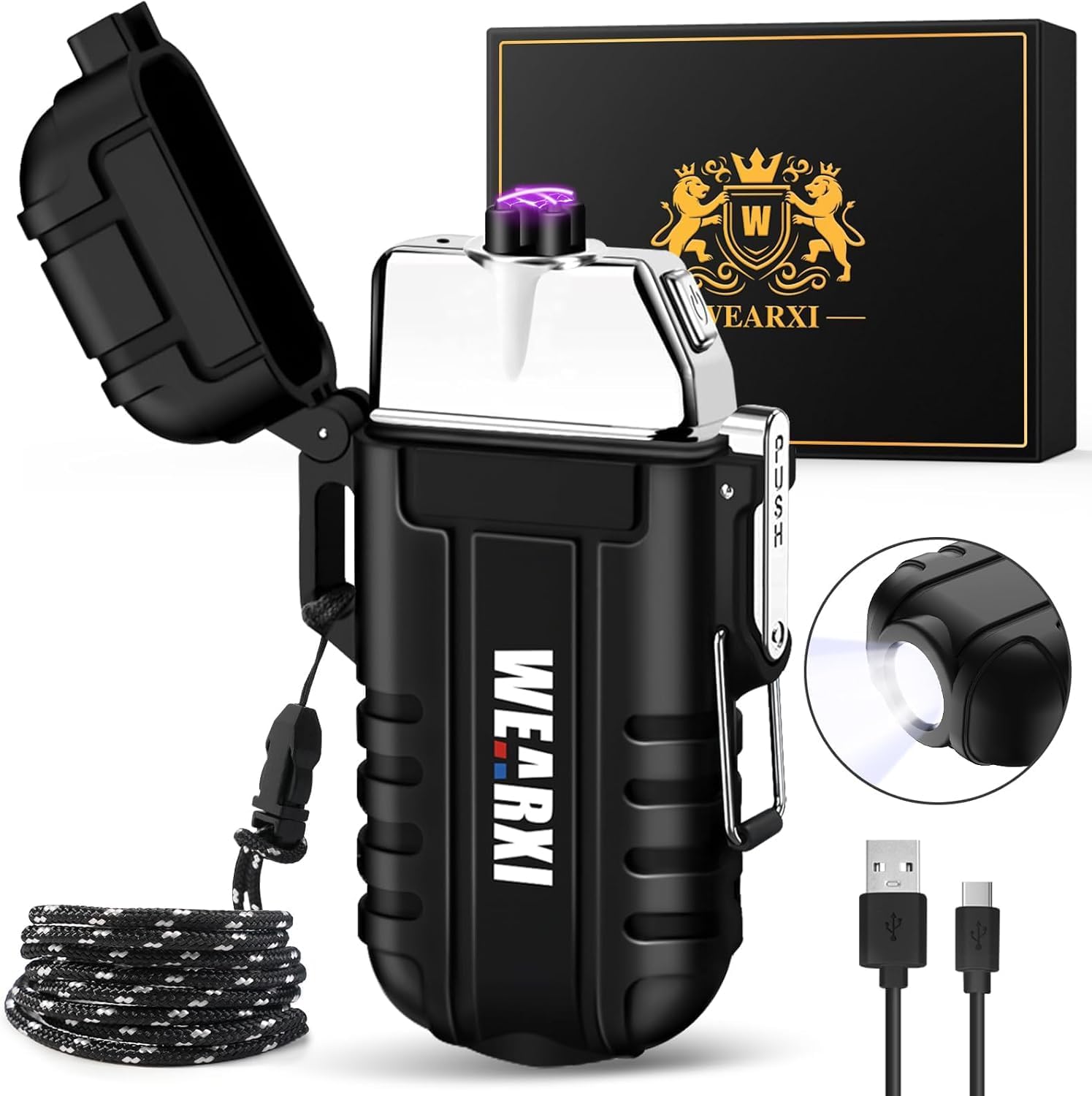 WEARXI Gifts for Men Electric Lighter, Birthday Gifts for Men/Boyfriend, Mens Gift for Him Husband, Fathers Day Dad Gifts from Daughter Son, Dad Gifts Cool Gadgets, Camping Accessories WEARXI Gifts for Men Electric Lighter, Birthday Gifts for Men/Boyfriend, Mens Gift for Him Husband, Fathers Day Dad Gifts from Daughter Son, Dad Gifts Cool Gadgets, Camping Accessories