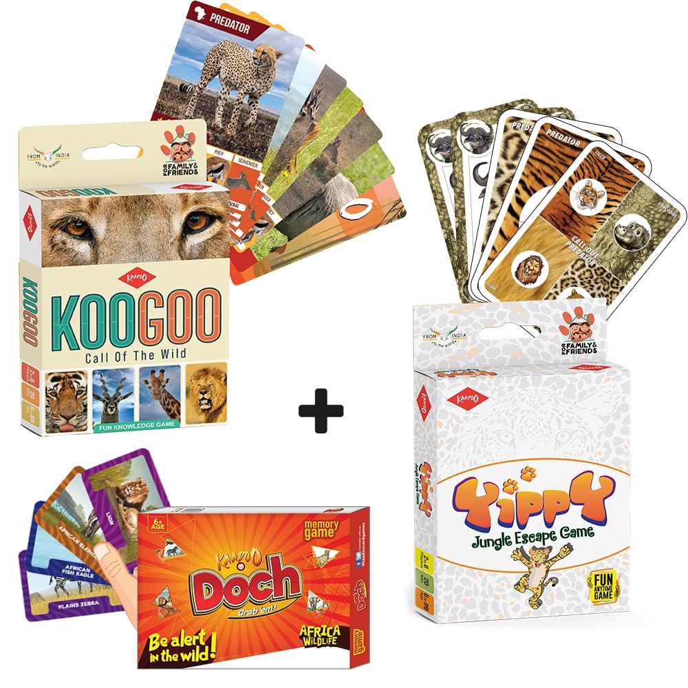 KAADOO 3 in 1 Card Games - Educational, Picture-Matching, Memory, Super-Fun Wild Animals Themed Games - Gifts, Travel, Party, Family Game for Kids 6+ (2-6 Players) (B09V5299CW) Amazon Price History, Amazon Price Tracker