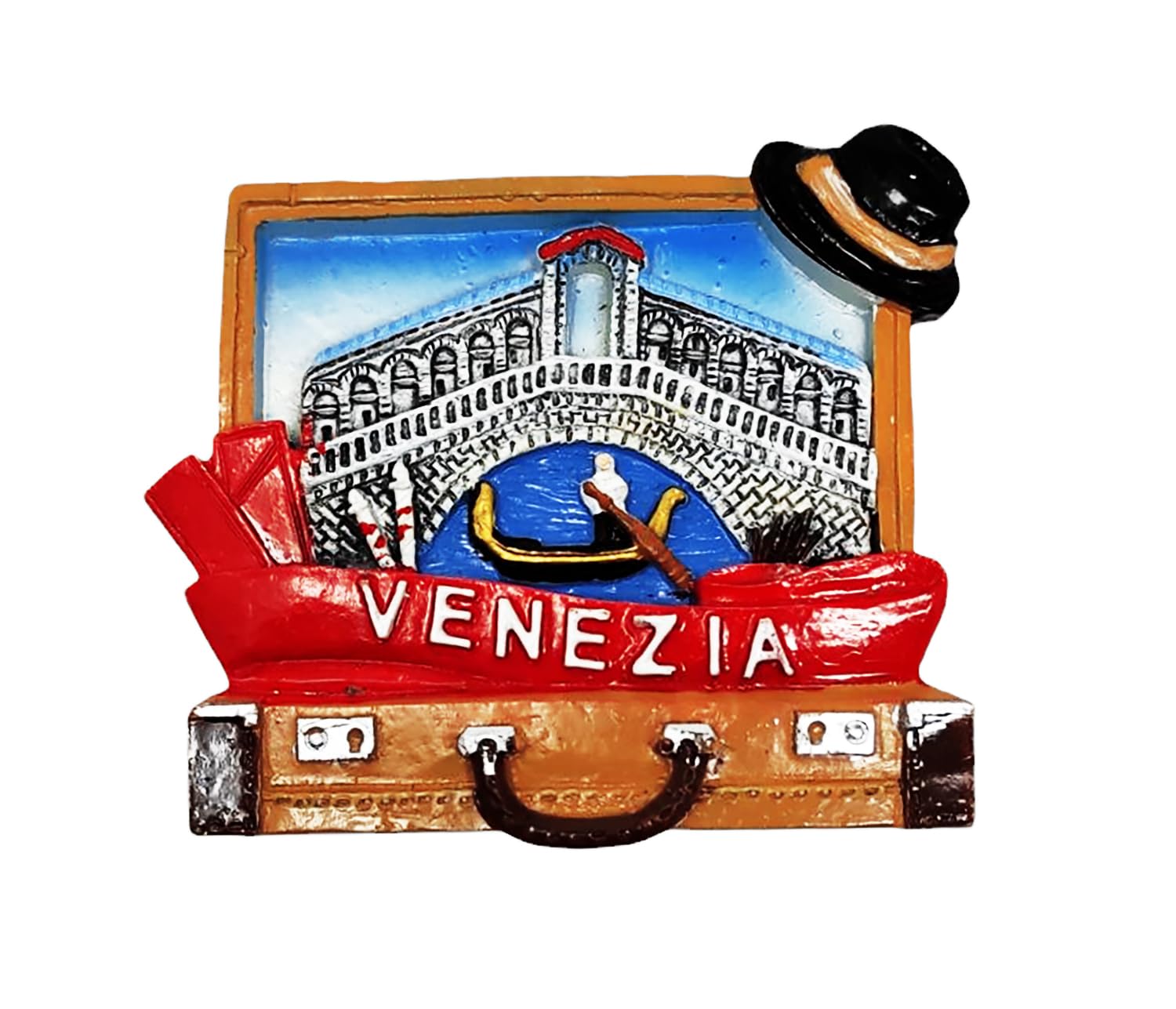 V-190 Resin Magnet for Venice Rialto Bridge 3D in the Shape of a Suitcase Souvenir Collection for Home Kitchen 7 x 7 cm