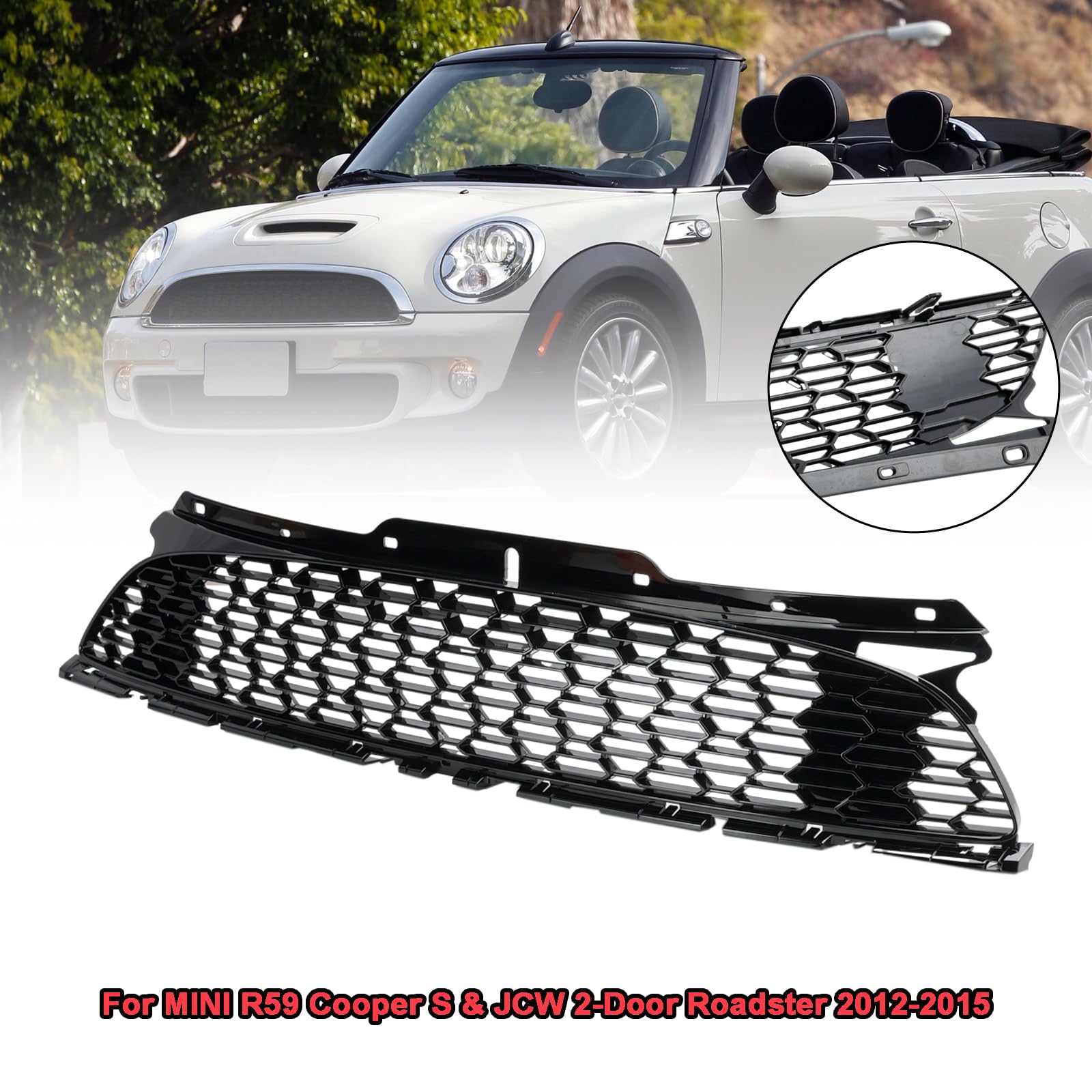 Griglia paraurti anteriore Gloss Black Front Bumper Grill Grille Fit for Mini R55 R56 R57 R58 R59 Cooper S & for JCW (No Logo)