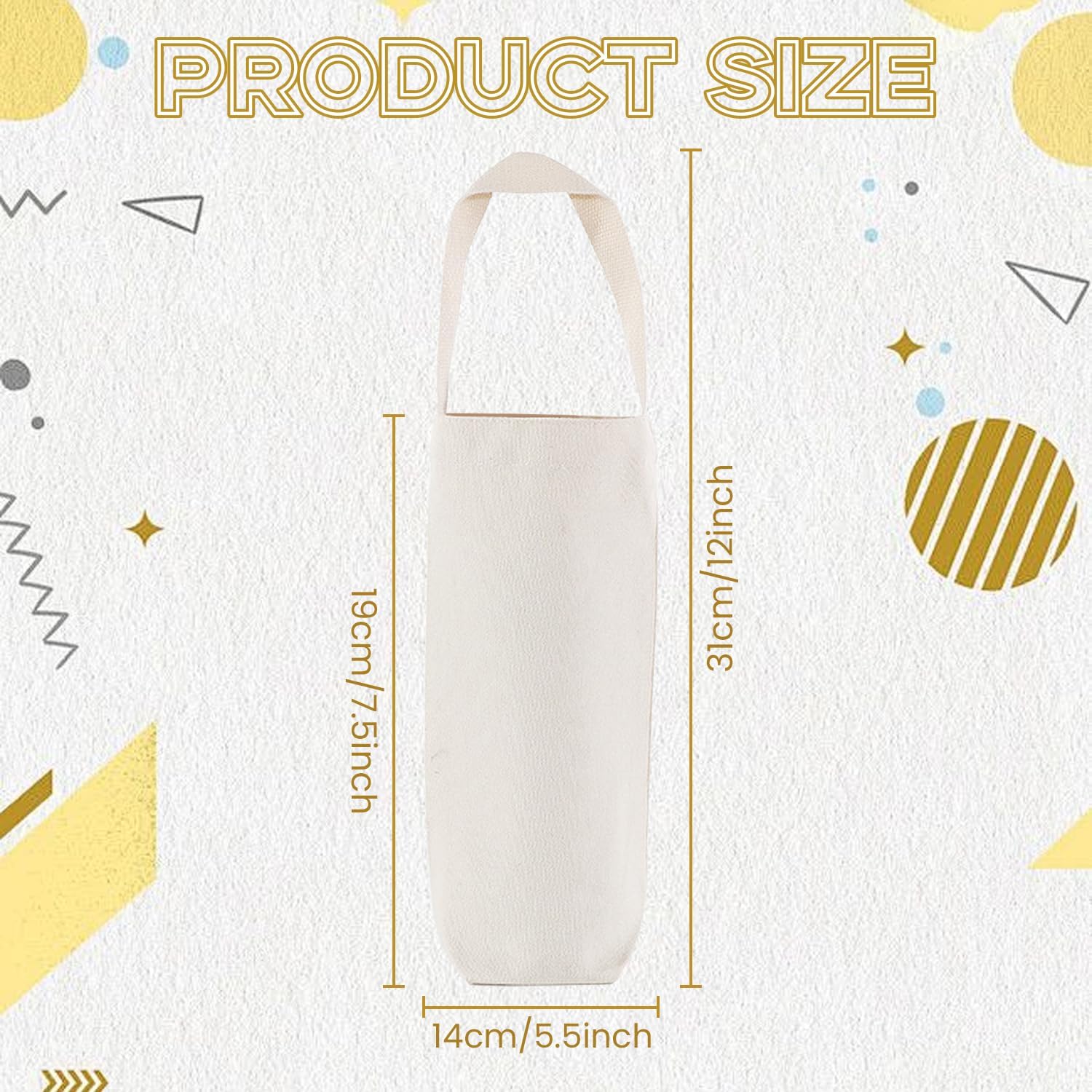 24 Pcs Canvas Wine Bag with Handle 12 x 7.5 x 5.5 Inch Reusable Wine Tote Bag without Patterns Washable Wine Carrier Tote Blank Bottle Gift Tote for Travel, Birthday, Party, Christmas - Image 2