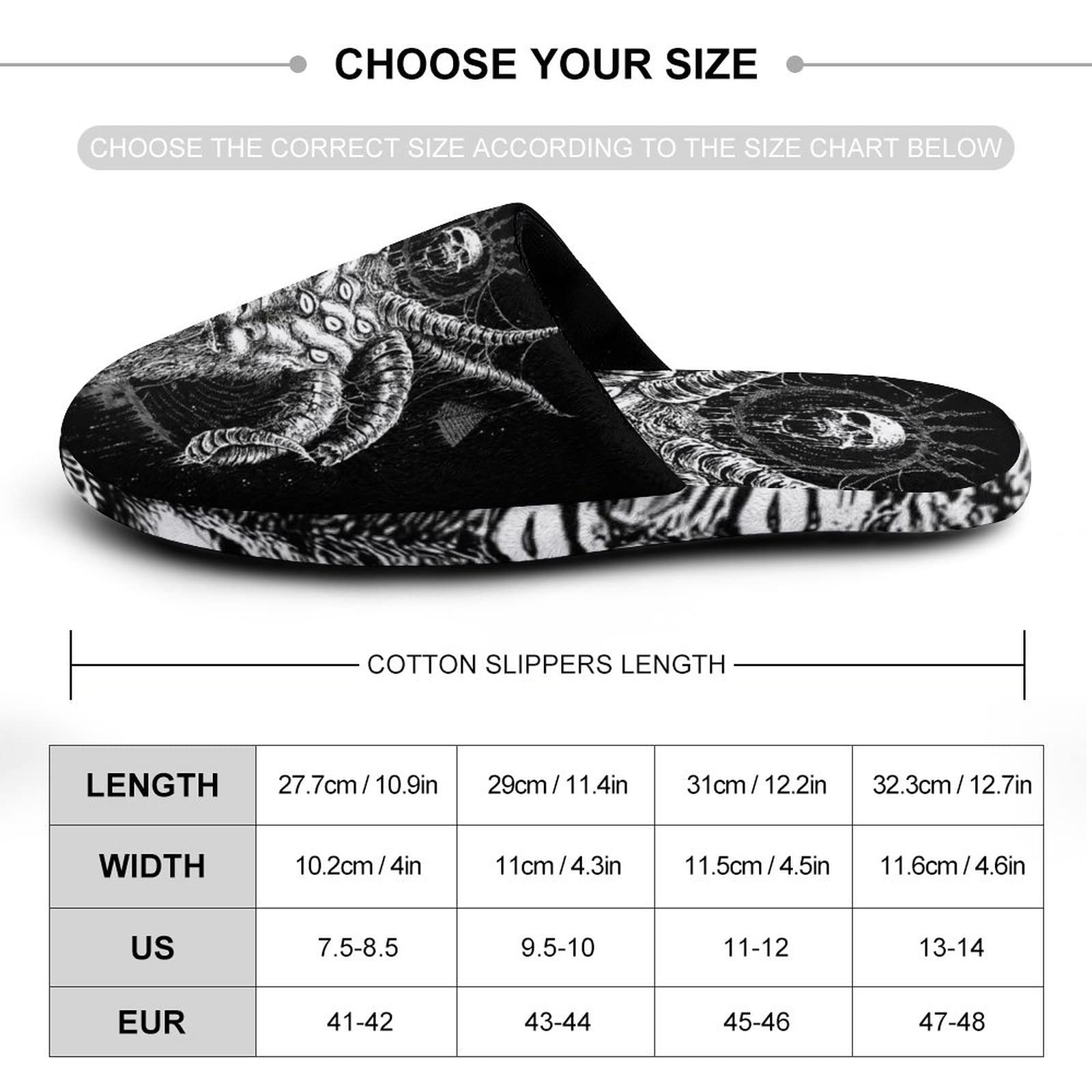 Baphomet Satan Goat Men's Cotton Slippers Washable Slip-on Warm House Shoses with Rubber Sole 45-46_?11-12?