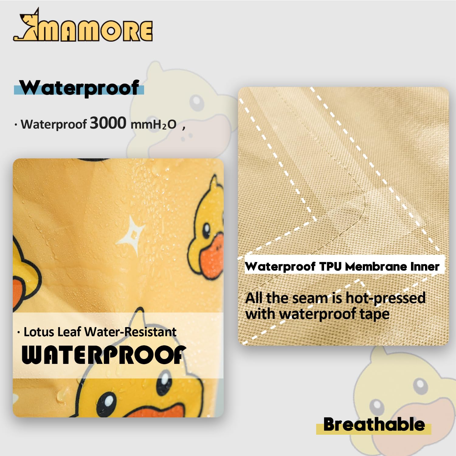 MAMORE Dog Raincoat, Waterproof Rain Jacket with Hood for Small Medium Large Dogs and Puppies, Packable Dog Poncho, Reflective, Adjustable (Yellow Duck, Small)