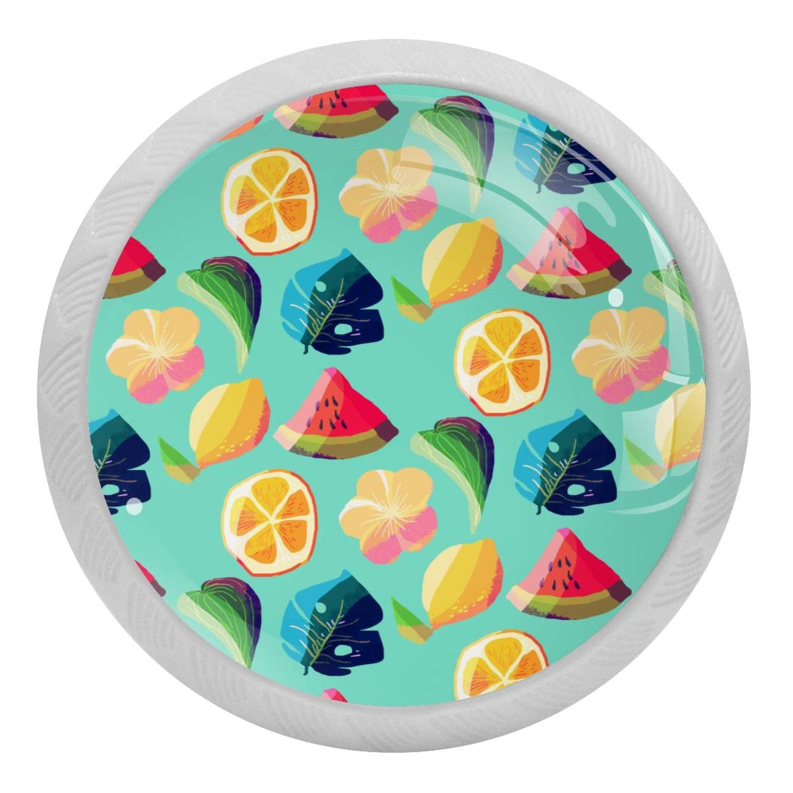 Boutons de placard de cuisine en verre fluorescents poignées de tiroir de commode ronds x4