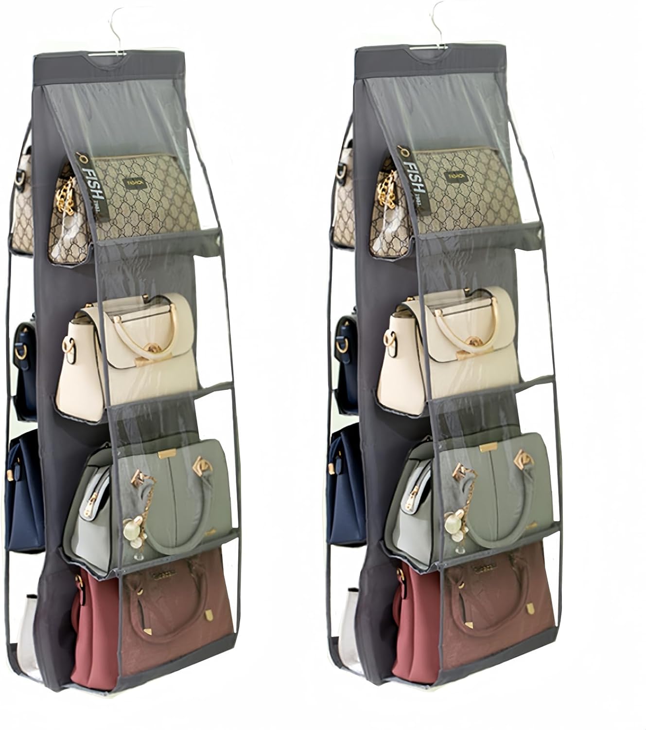 8 Pocket clear organizer for bags spacesaving hanging shelf