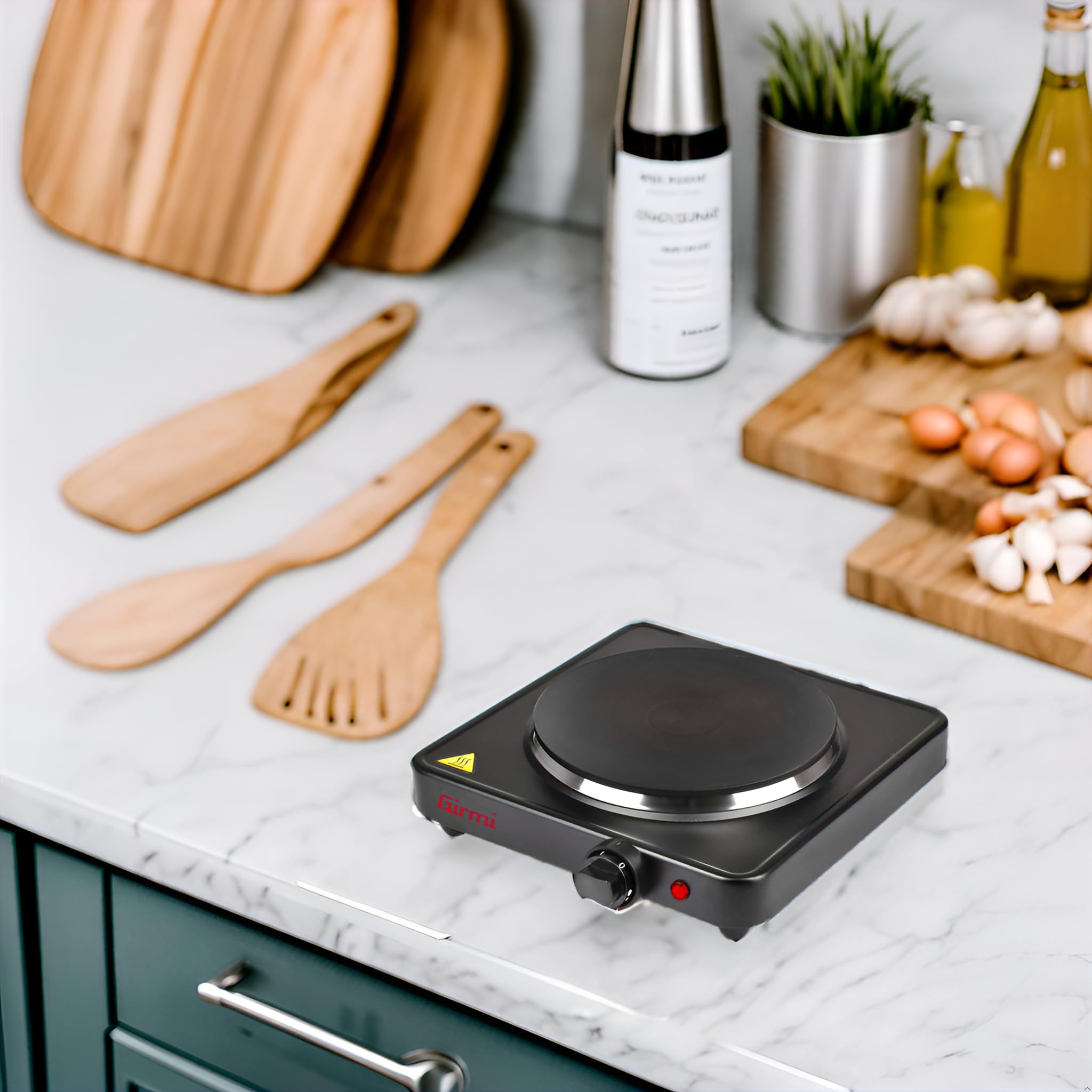 Girmi PE26 Piastra Elettrica in Ghisa, 1500 W, Singola, 5 livelli di regolazione temperatura, Diametro 18.5 cm, Nera - 3