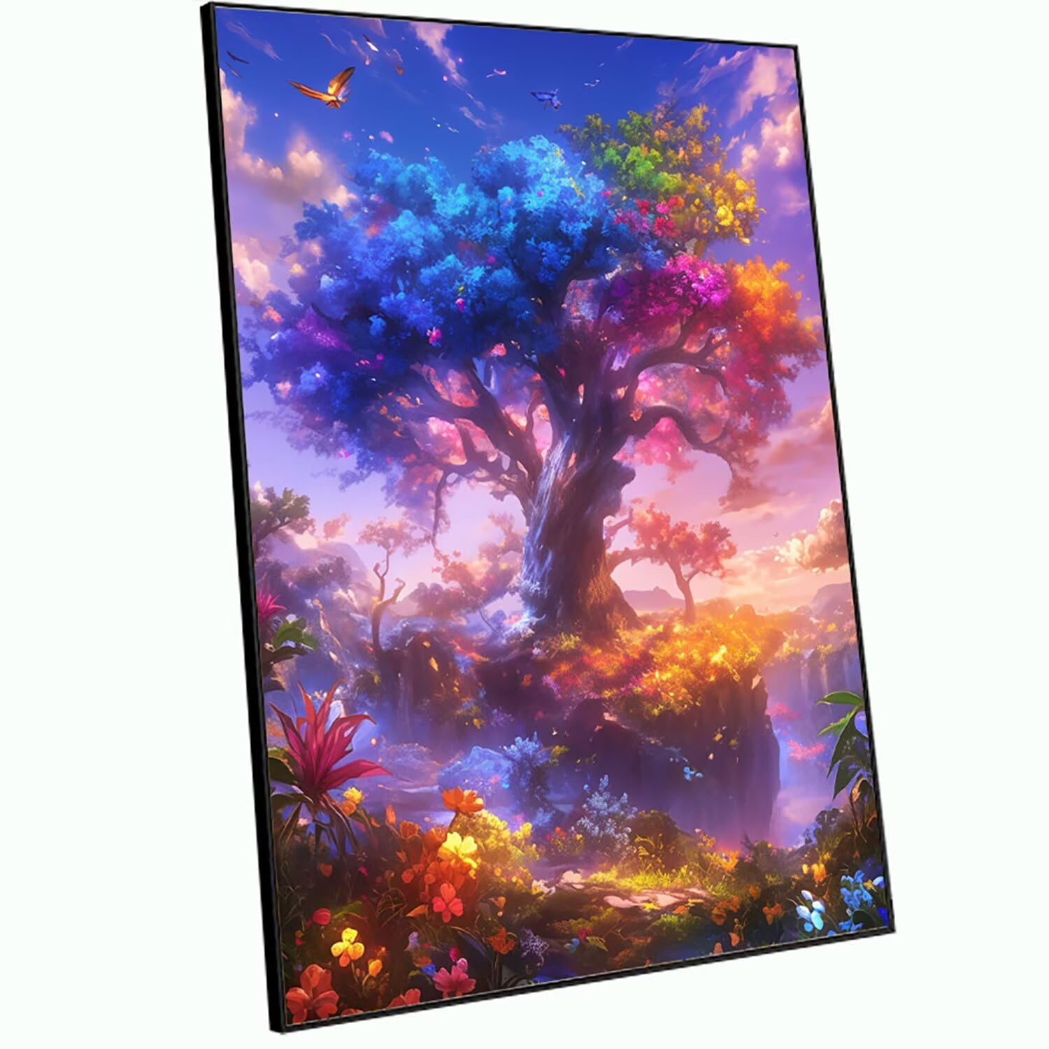 Diament Malarstwo Sen Diament Malarstwo Dorosły Duży XXL 90 x 70 cm 5D Drzewo Życia Okrągły zestaw do malowania diamentami Zestaw do dekoracji ścian, Kreatywny wypoczynek Dorosły Kobieta Prezent 0Y
