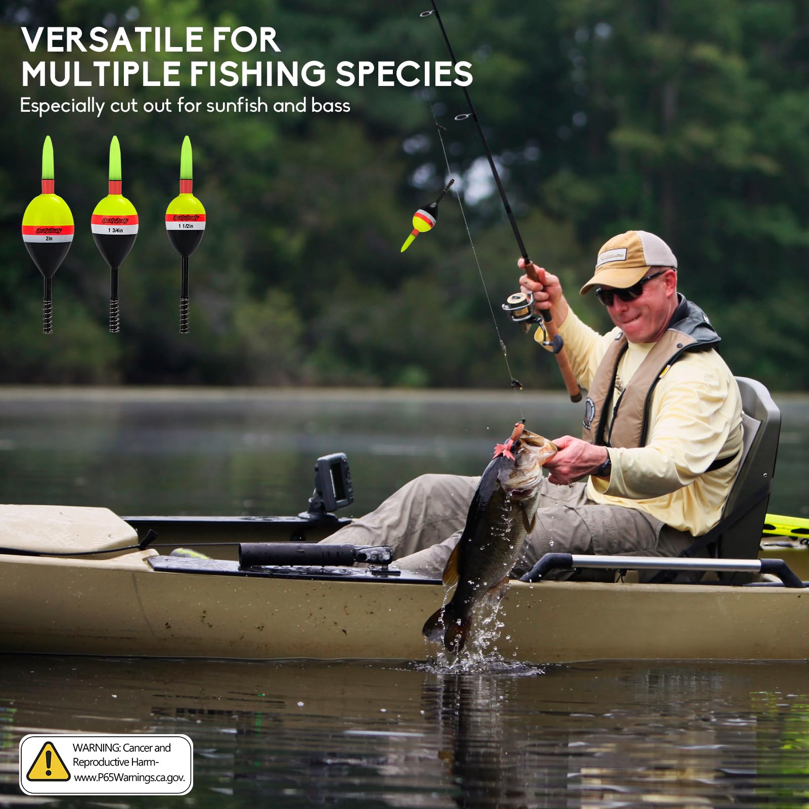 QualyQualy Lighted Slip Bobbers Fishing Floats Spring Bobber 4pcs Glow in The Dark Spring Bobber for Crappie Walleyes Fishing (Yellow & Black, 1.5in)