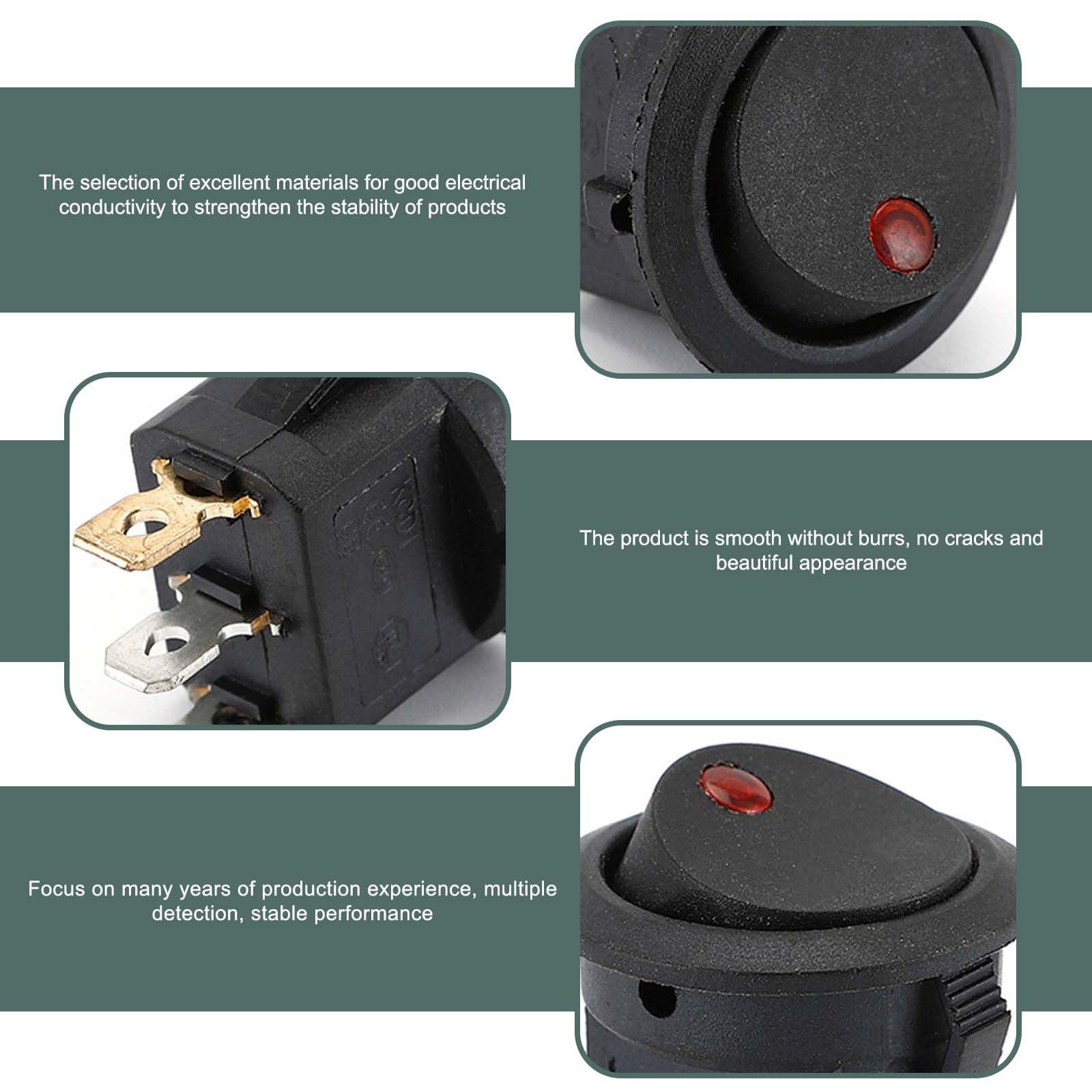 4er Set Wasserdichte 12V Kippschalter Mit Grüner LED – 20A SPST, Vorverdrahtet (20 Cm), Für Auto, Boot, LKW, Wohnmobil