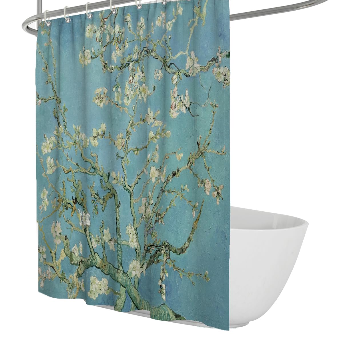 Olliar Home Shower Curtain Famous Painting 90X180 Almond Flower Bath Curtain Flowers Tree Classic Art Decor Spring Watercolor Plant Bathroom Decor Set With Hooks