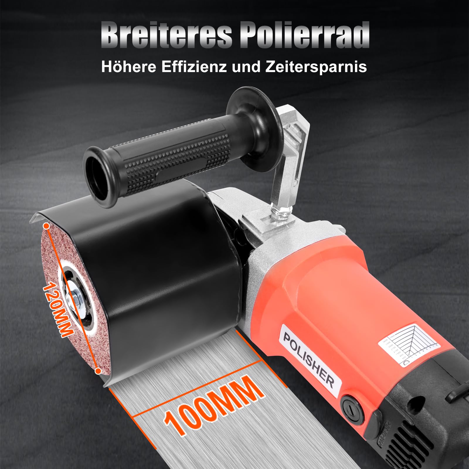 HYCHIKA 1400W Satiniermaschine, Bürstenschleifer zur Renovierung von Oberflächen, Holz Renovierungsschleifer 8 Gänge Variabler Drehzahlbereich 600-3600RPM, Metall Schleifmaschine Bürstmaschine