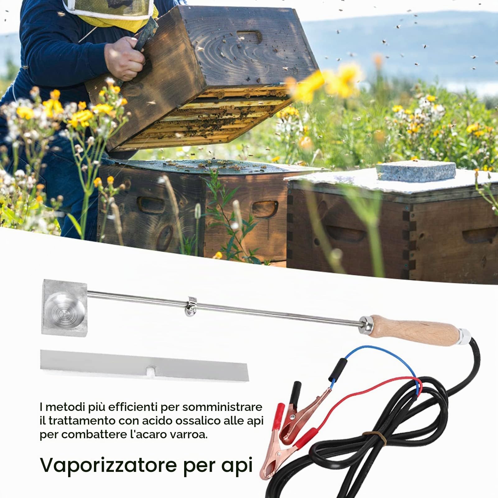 Vaporizzatore per Acido Ossalico, Attrezzatura per Apicoltura Vaporizzatore per Api Acido Ossalico Trattamento per Acari della Varroa Evaporatore per Riscaldamento Strumento per la Sterilizzazione del