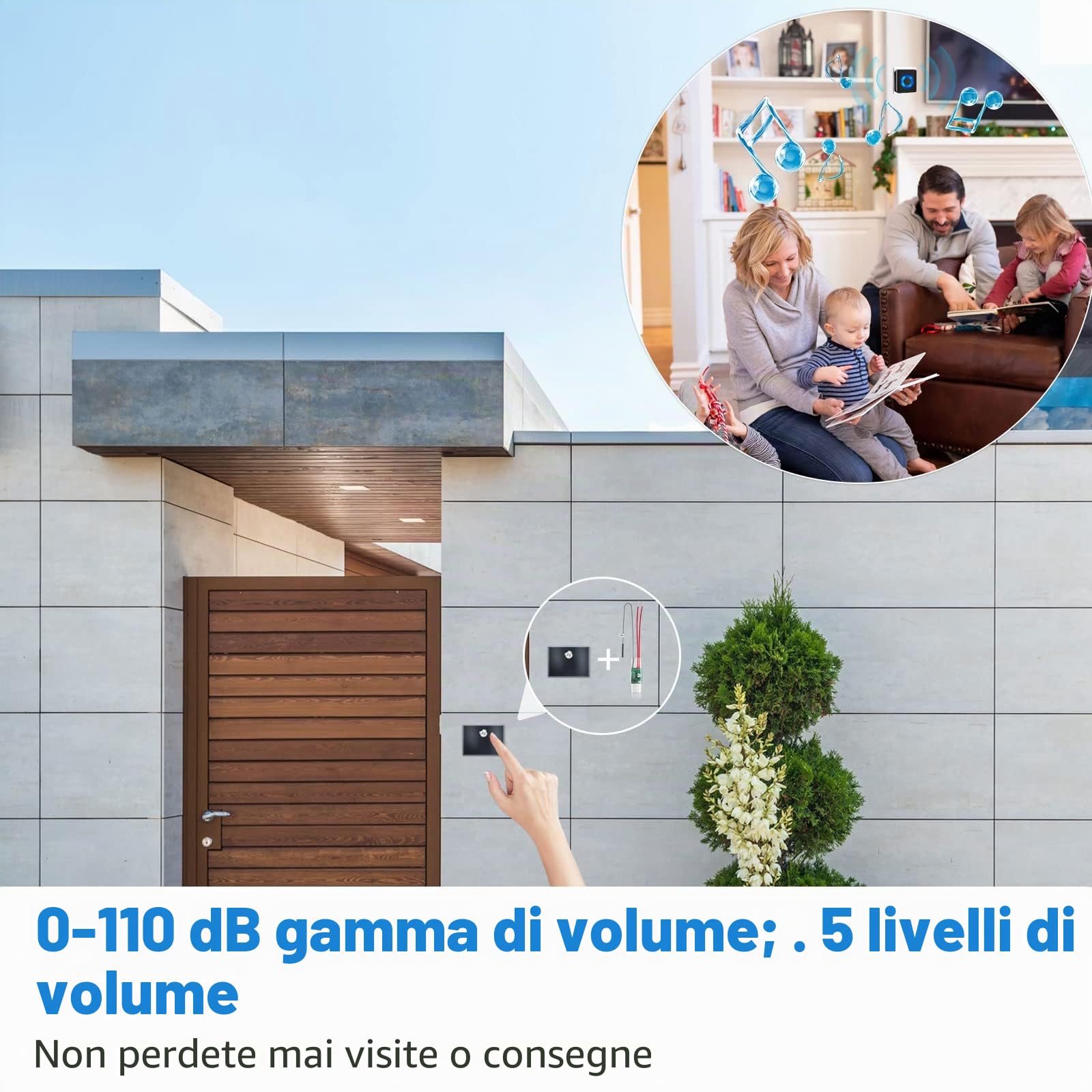 Satisure - Set di espansione per campanelli wireless, 3 ricevitori 1 trasmettitore, convertitore wireless, segnale acustico wireless, espansione per impianti di campanelli wireless
