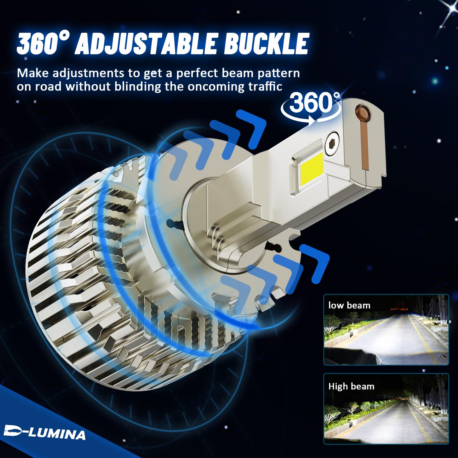 D-Lumina D2S D2R LED Żarówka Canbus 130W 26000LM 6500K, Ultrajasna żarówka LED, Zestaw do Modernizacji Reflektorów Halogenowych w Samochodach Osobowych i Ciężarowych, 2 sztuki