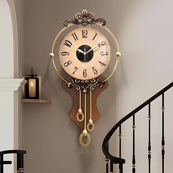 Vintage Wall Clock, Antique Decor, Battery Operated,Non Ticking European Style Metal Wall Clock, Decorative Retro,Bedroom/Living Room/Kitchen