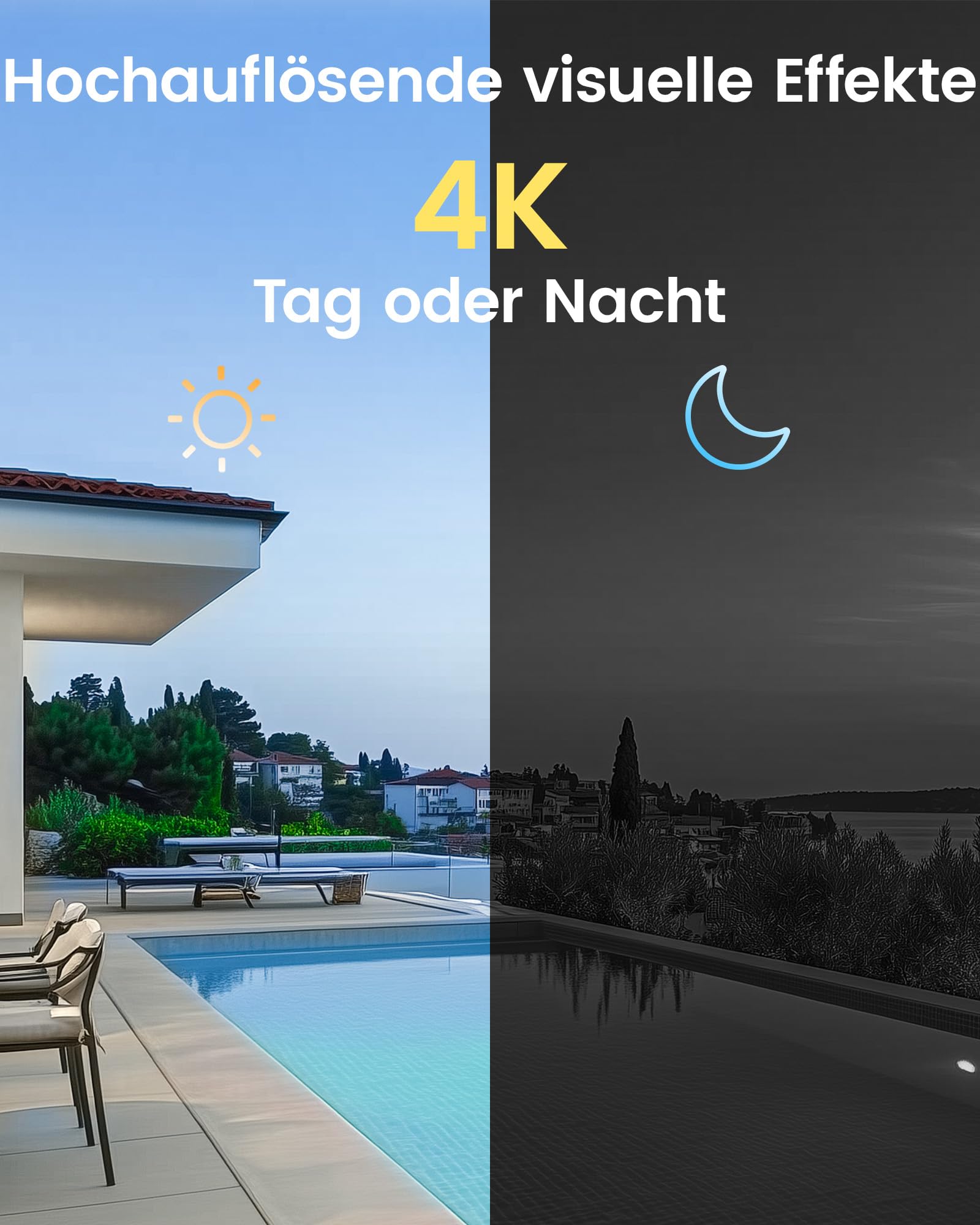 ZOSI 4K PoE Überwachungskamera Set Aussen, 8CH 2TB NVR mit 4X 8MP IP Kameras, Personen- und Fahrzeugerkennung, Audioüberwachung, 30M IR Nachtsicht, 24/7-Aufnahme, C180