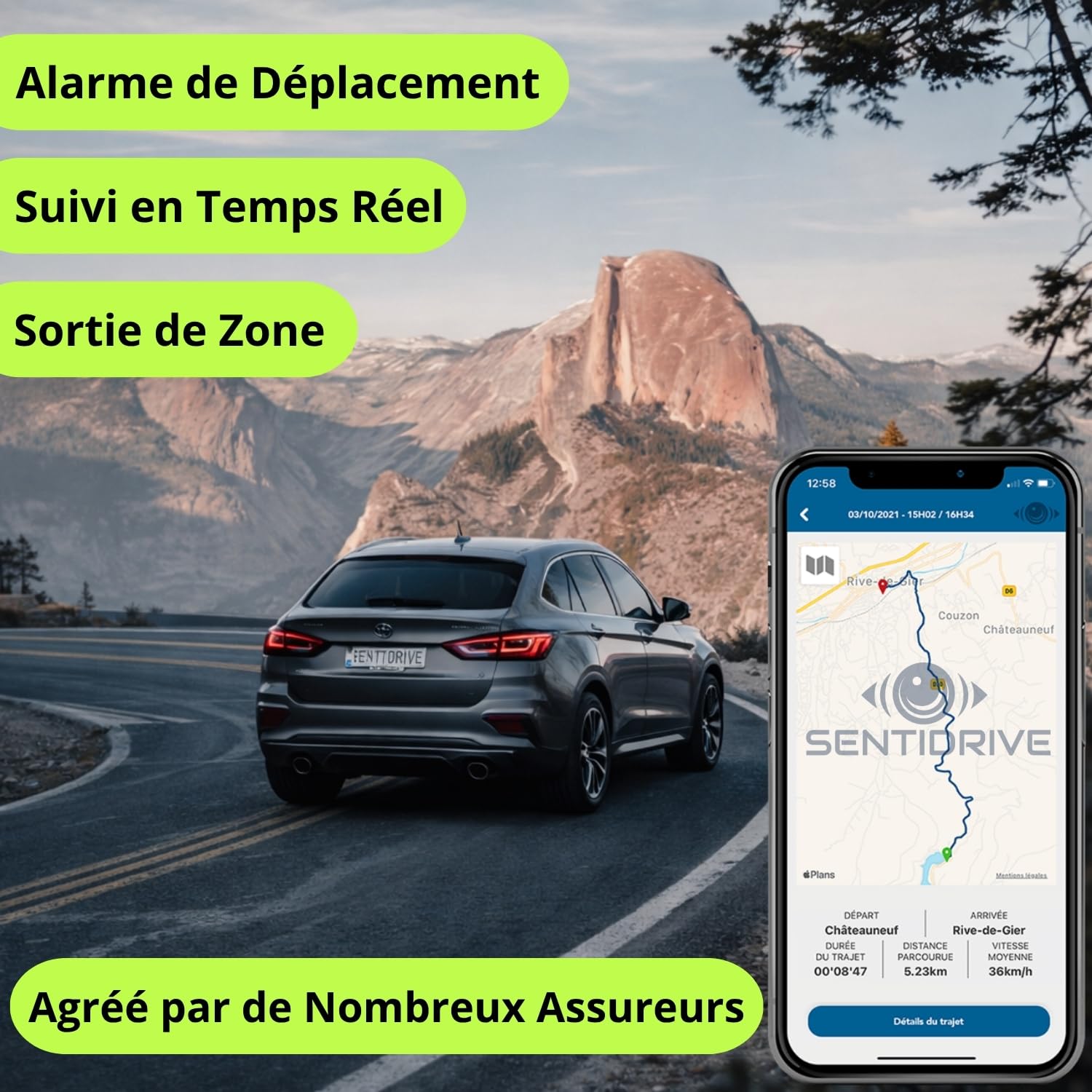 Traceur GPS Voiture sans Abonnement (Boîtier Seul) – Tracker GPS Auto Ultra Réactif (1 Seconde) – Appel Téléphonique avec Assistance Vol 24/7 – Balise GPS Véhicule avec Carte SIM intégrée