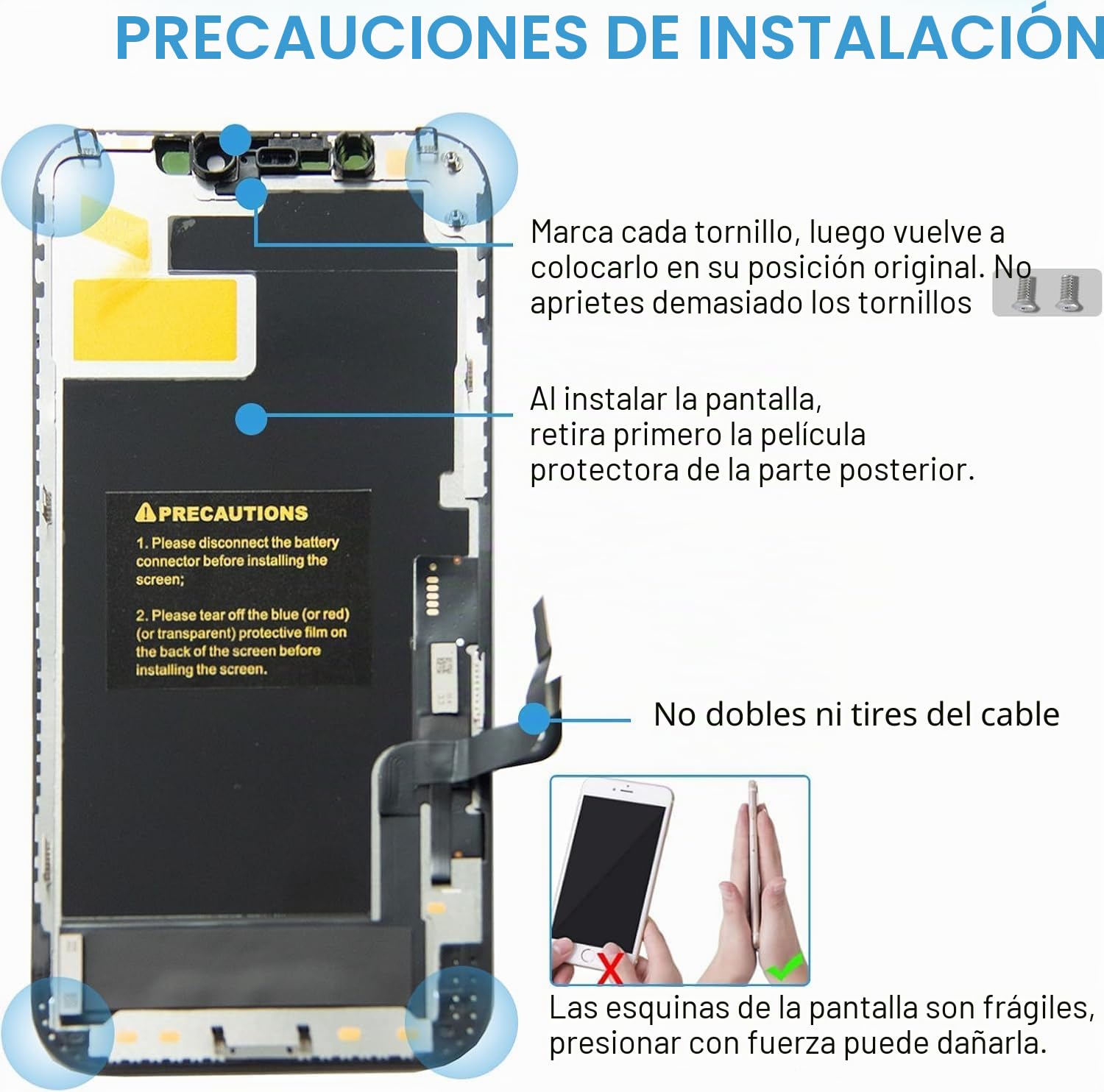 Dinow Pantalla para iPhone 12/12 Pro, Pantalla LCD de 6.1” para iPhone 12 12 Pro, Pantalla para iPhone 12 12 Pro LCD de Repuesto con Kit de reparación
