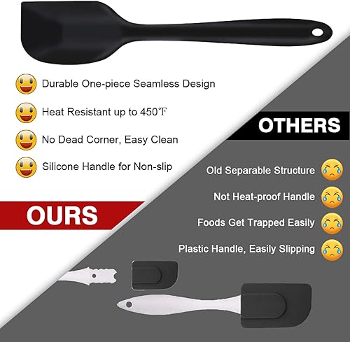 Miniatura 3 de P&P CHEF - Juego de 7 espátulas de silicona resistentes al calor, juego de utensilios de cocina para cocina antiadherente, mezcla de hornear, diseño