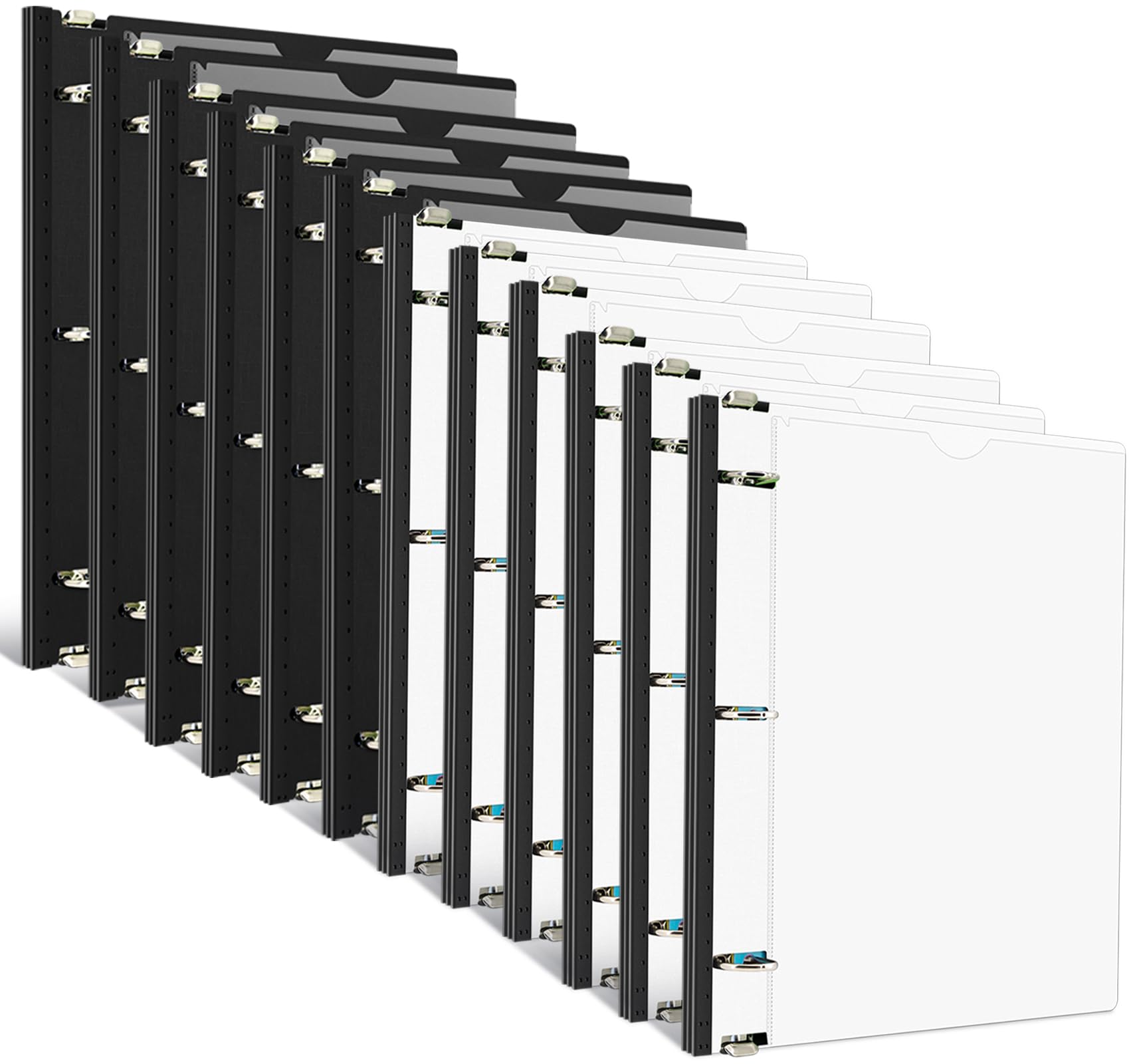 INFUN Raccoglitore telescopico a 3 anelli da 2,5 cm, 12 pezzi, raccoglitori flessibili con copertina frontale personalizzabile e tasca trasparente per catalogo, raccoglitori da 2,5 cm, 3 anelli