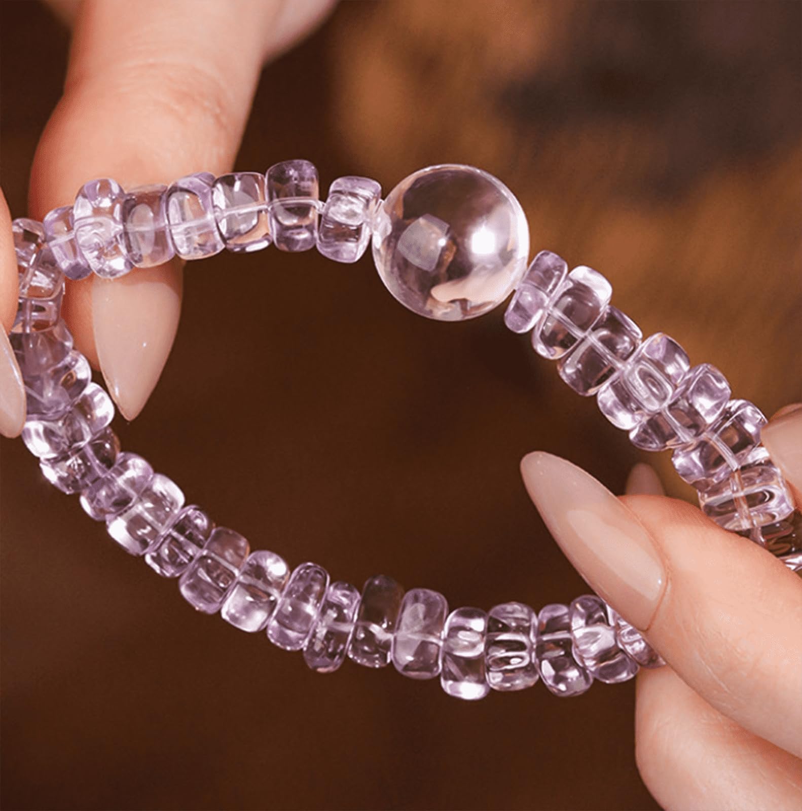 Bracciale Elastico Irregolare in Ametista Naturale, Unisex, Fatto a Mano, con Pietre preziose curative, Ideale per Lo Yoga e per alleviare Lo Stress, Regalo per Uomini e Donne