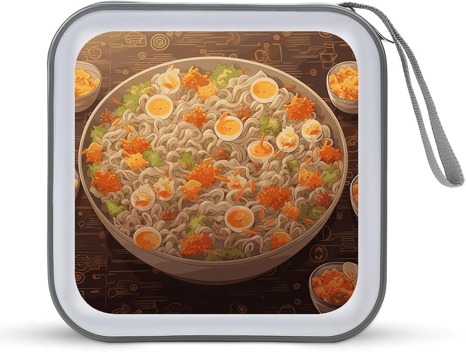 Egg Cup Noodle Ramen CD Case 40 Capacity CD/DVD Case Holder Disc Storage Organizer Wallet Bag Portable Zipper CD Case Holder for Car Home Office Travel