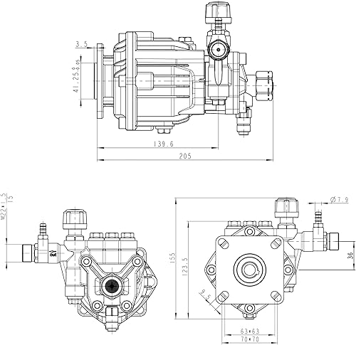 Miniatura 8 de Canpump CH 2830 G: 2800 psi @ 3 US gpm Pressure Washer Replacement Pump, 3/4-inch Horizontal Gas Shaft