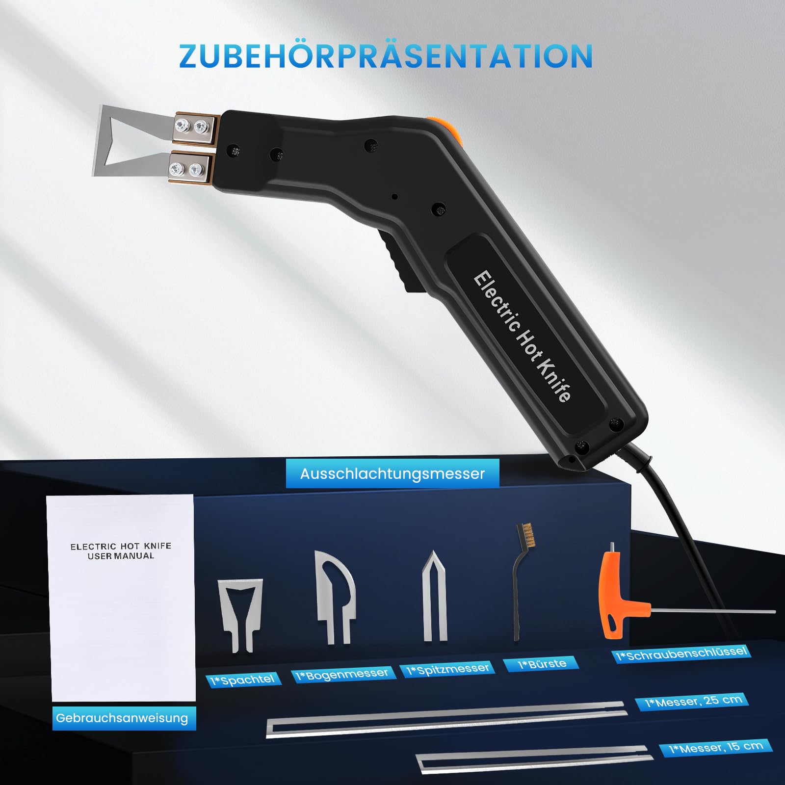 Styroporschneider mit 5 Nichrom,300W Styropor Schneider Heißschneider Elektrisch,Styroporschneider Heißschneider für Schwamm Wandtuch Stoff Seil Gurtschaum Plastik (Schwarz)
