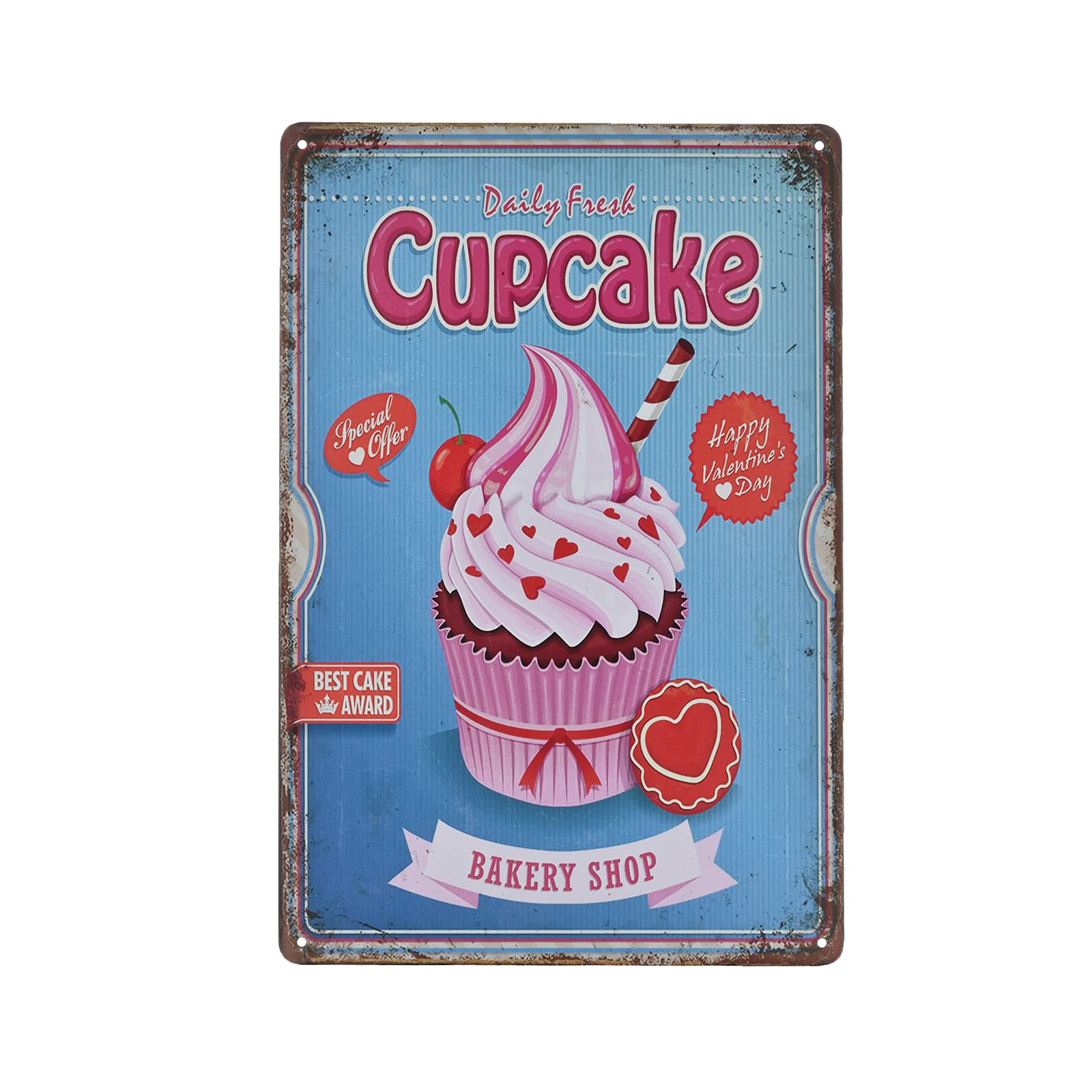 SMAZDFXX Vintage Metal Sign - Dairy Free Cupcake Bakery Shop Tin Sign Decorative Wall Decor 12"x16"
