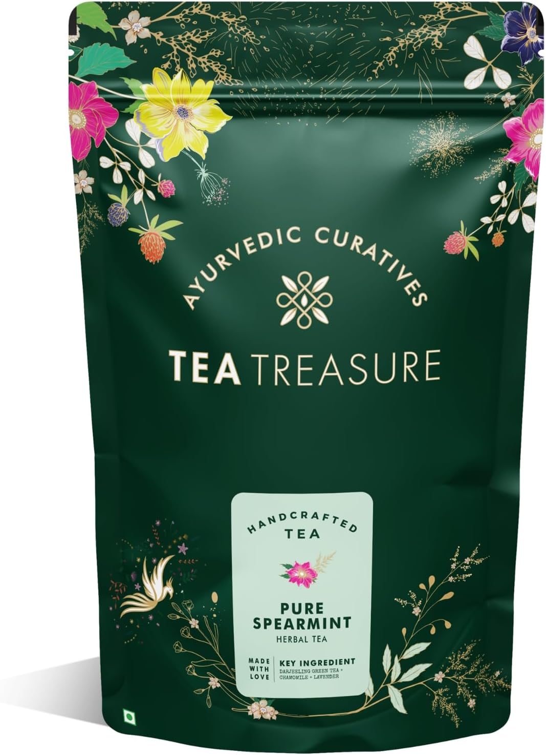 Tea Treasure Spearmint Herbal Tea for PCOS PCOD – 100gm | Hormonal Balance, Reduces Facial Hair & Acne, Digestion Support | Caffeine Free Mint Tea