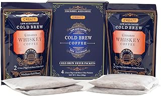 CREA8T Cold Brew Cinnamon Whiskey flavored ground coffee - Pack of 4 Cold Brew GROUND Filter packets 2.5oz each totalling 10oz.