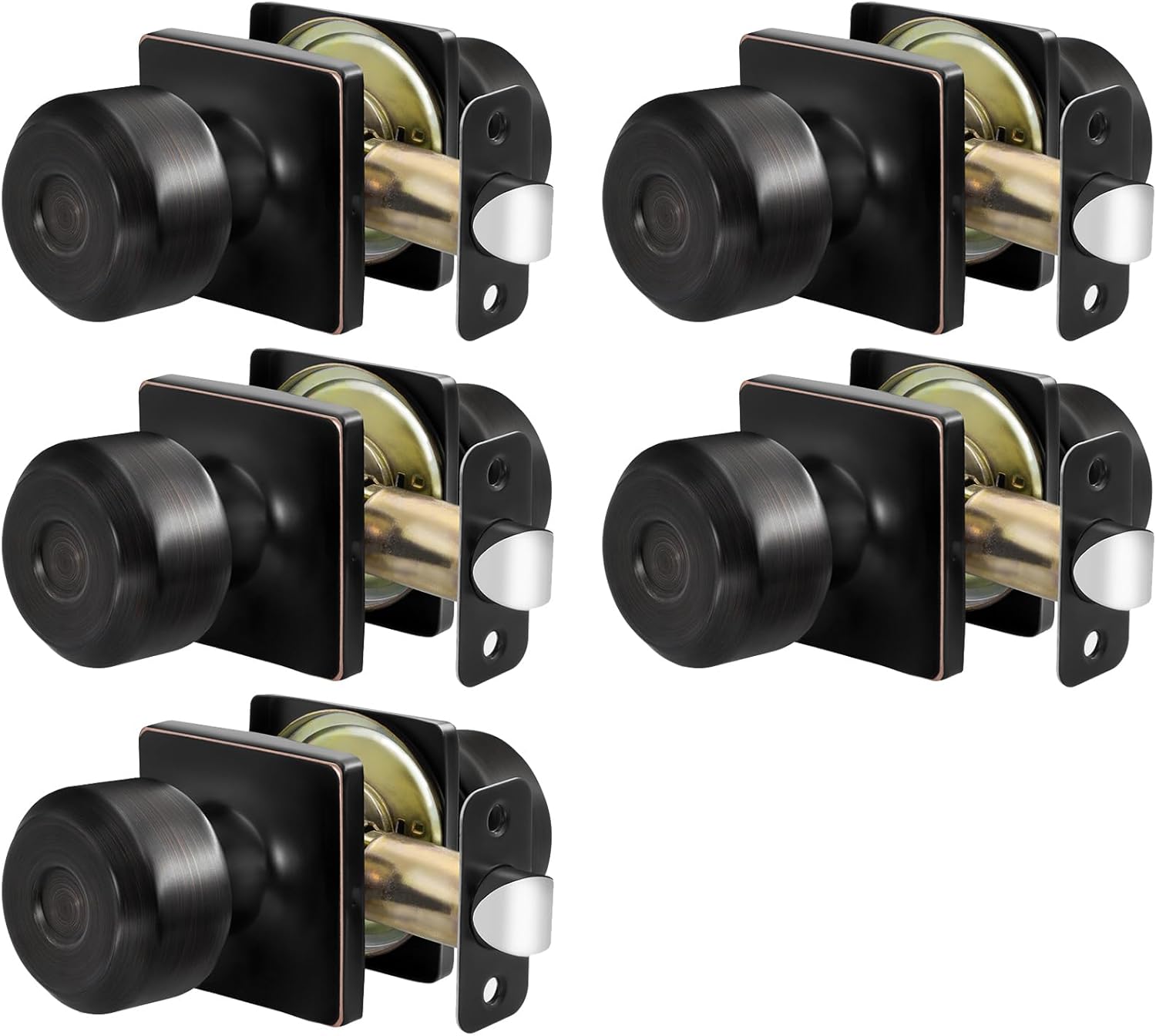 Haidms 5 Packs Oil Rubbed Bronze Passage Door Knobs, Black Closet Bronze Door Knobs,Passage Door Knobs Interior for Closet or Hall(Square Panel Closet Door Konbs) Passage - 5 Pcs Oil Rubbed Bronze