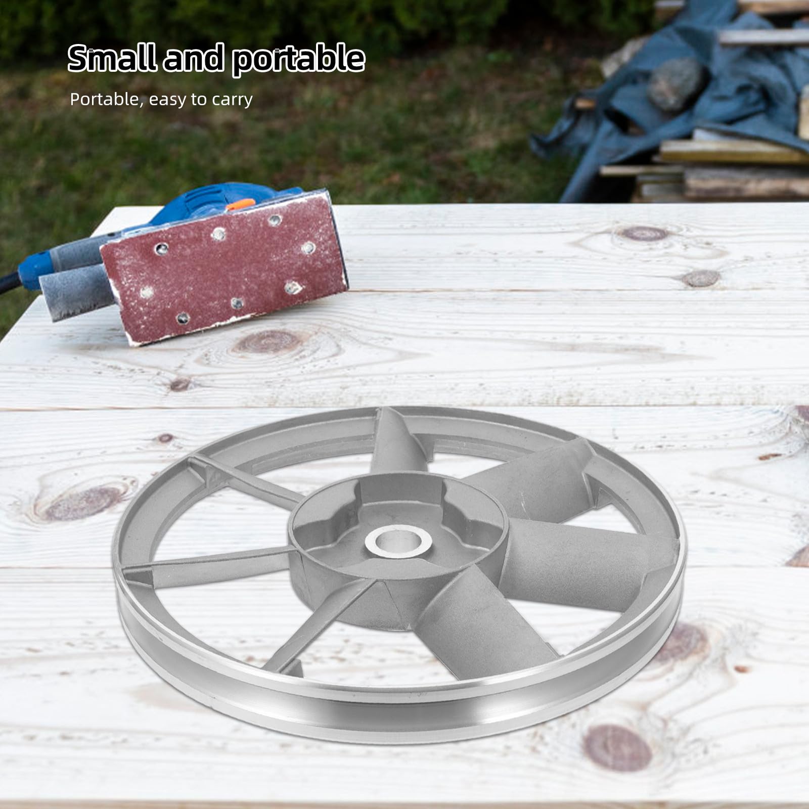 Poulie de Compresseur Volant Moteur Double Cylindre en Aluminium Argenté Fiable et Solide Accessoire Solide pour Compresseur à Air pour Usage Industriel