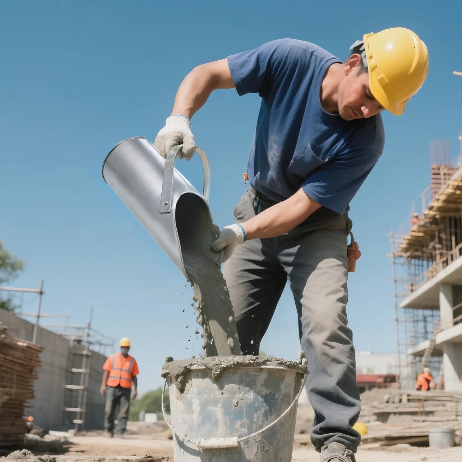 Herramienta para Rellenar Hormigón con Asa de Transporte, Diseño Ergonómico y Vertido Rápido, Herramienta Metálica de Hierro para Construcción y Albañilería