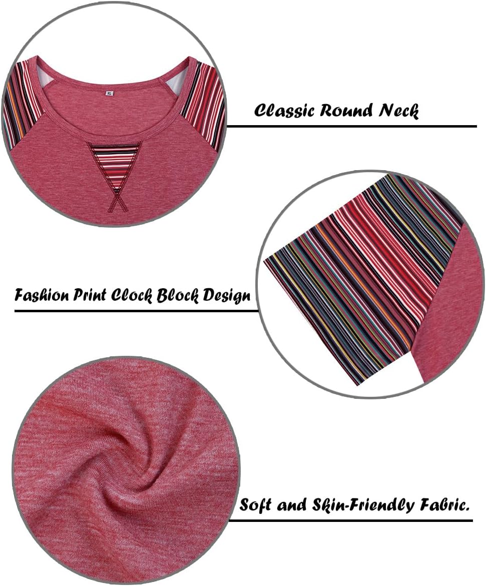 TIYOMI Plus Size T Shirt Tunic Tee Color Block Crewneck Raglan Summer Short Sleeve Tee XL-5XL - Image 5