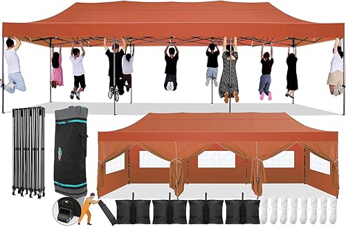 Miniatura 37 de COBIZI 10x10 Gazebos desplegables en oferta 11x11 Tienda de campaña con toldo fácil de montar al aire libre, Gazebo impermeable portátil