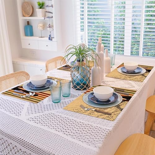 Miniatura 8 de Classic Paris Pattern Placemats Set of 4 Table Mats Washable Placemat Waterproof Place Mats for Party Home Dining Table Decor 18x12 in